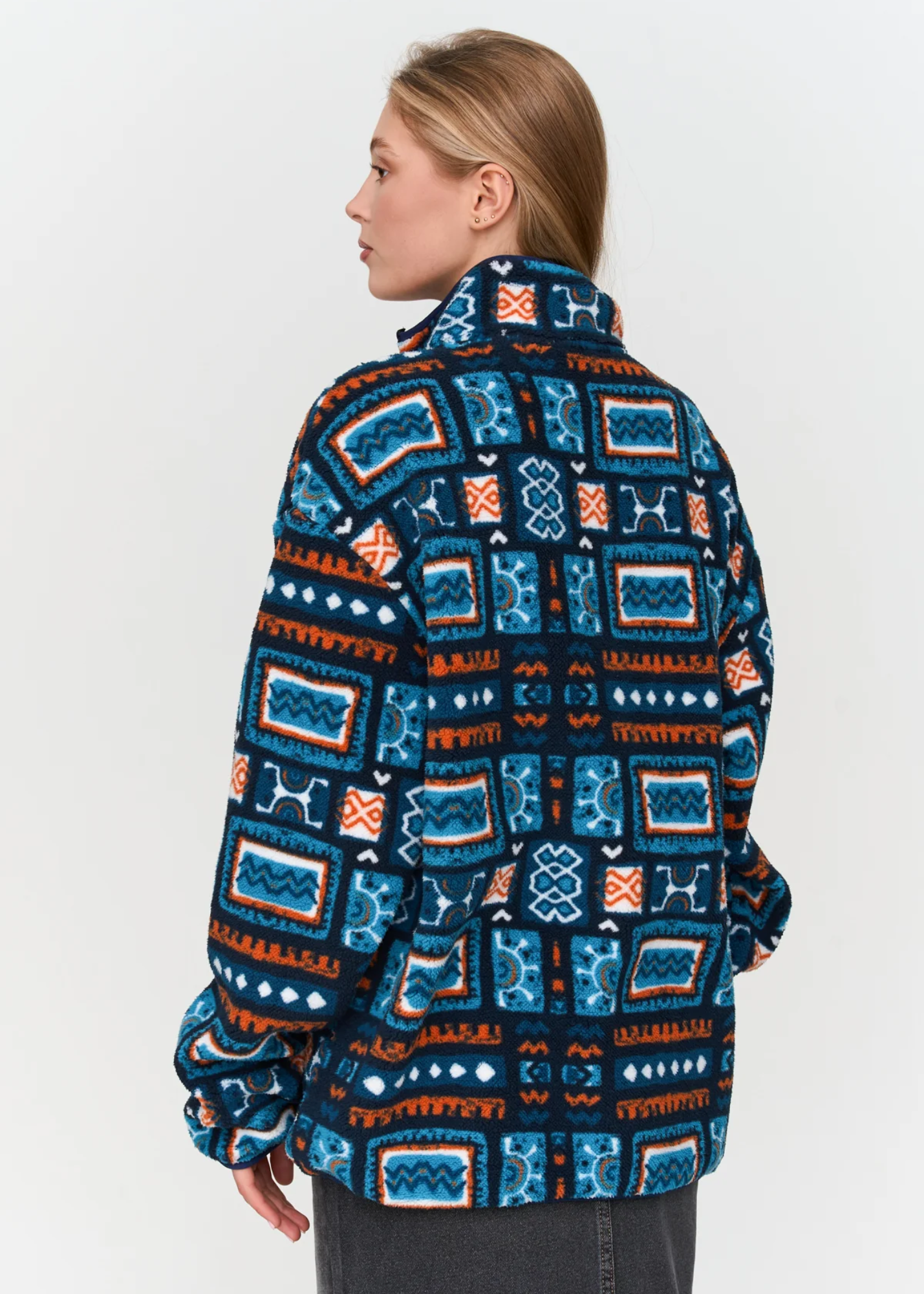 24COLOURS - Blue & Orange Patchwork Print Fleece
