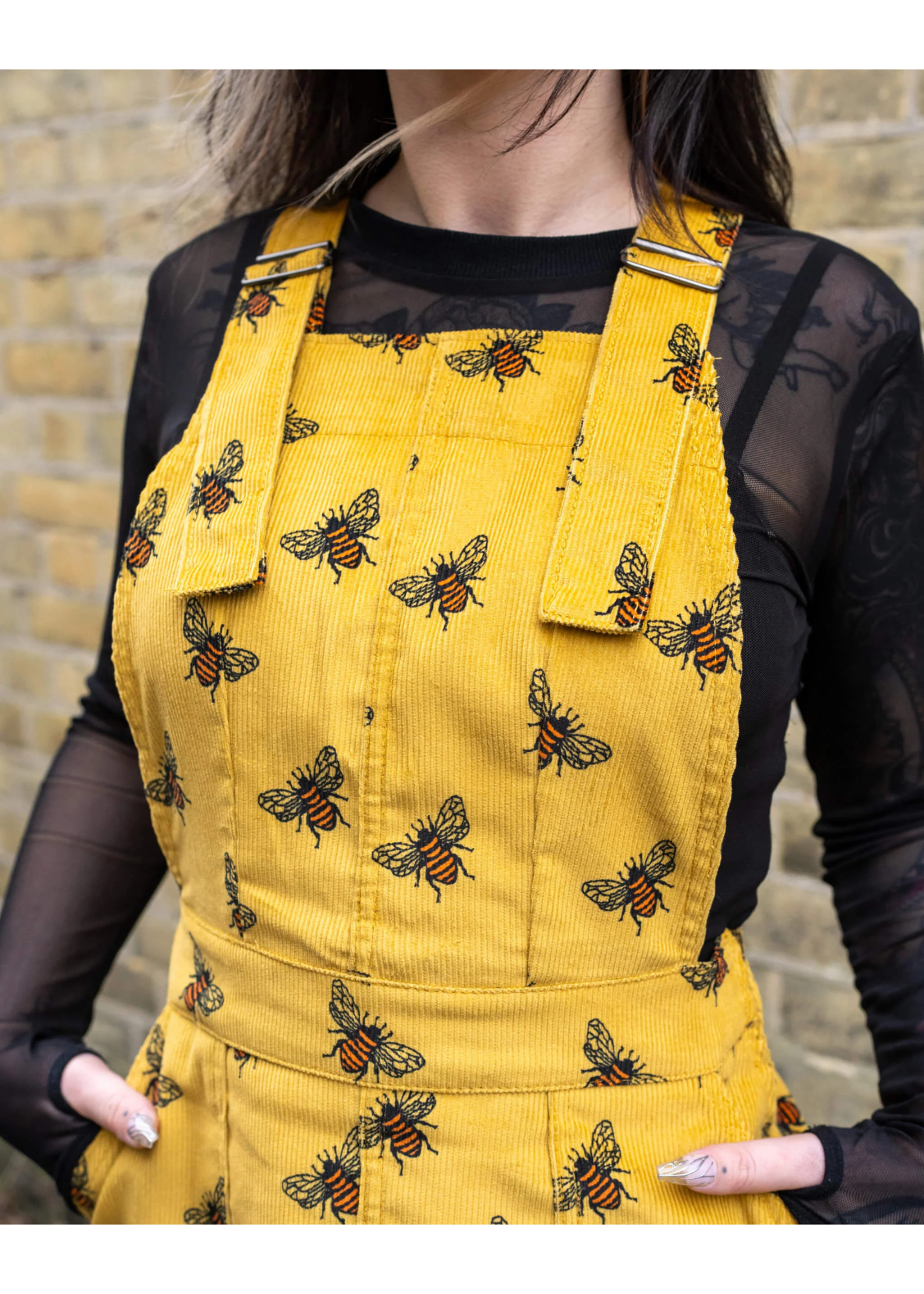 Run & Fly - Mustard Corduroy Bee Pinafore