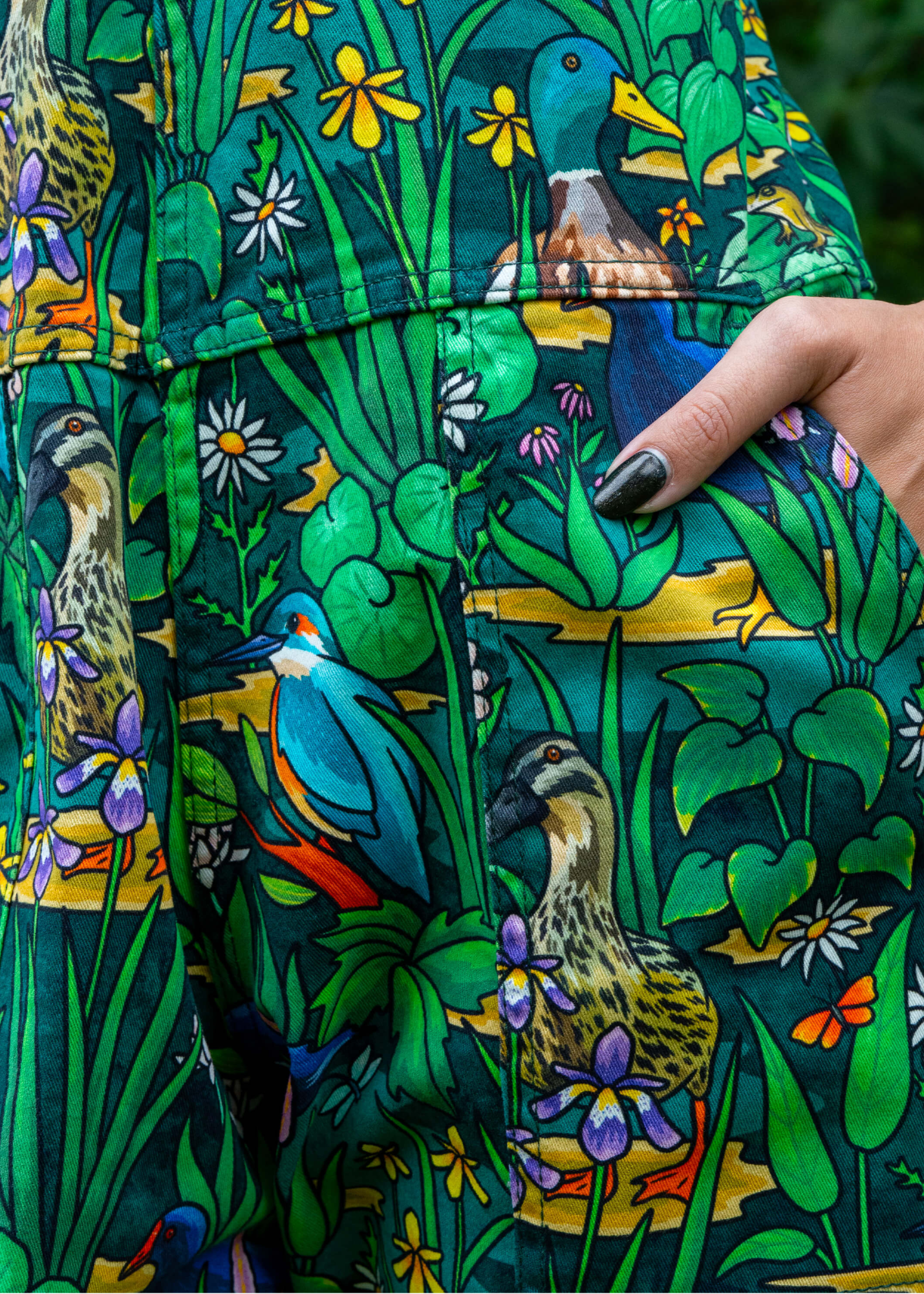 Rebel Romance - Pond Birds Stretch Dungarees