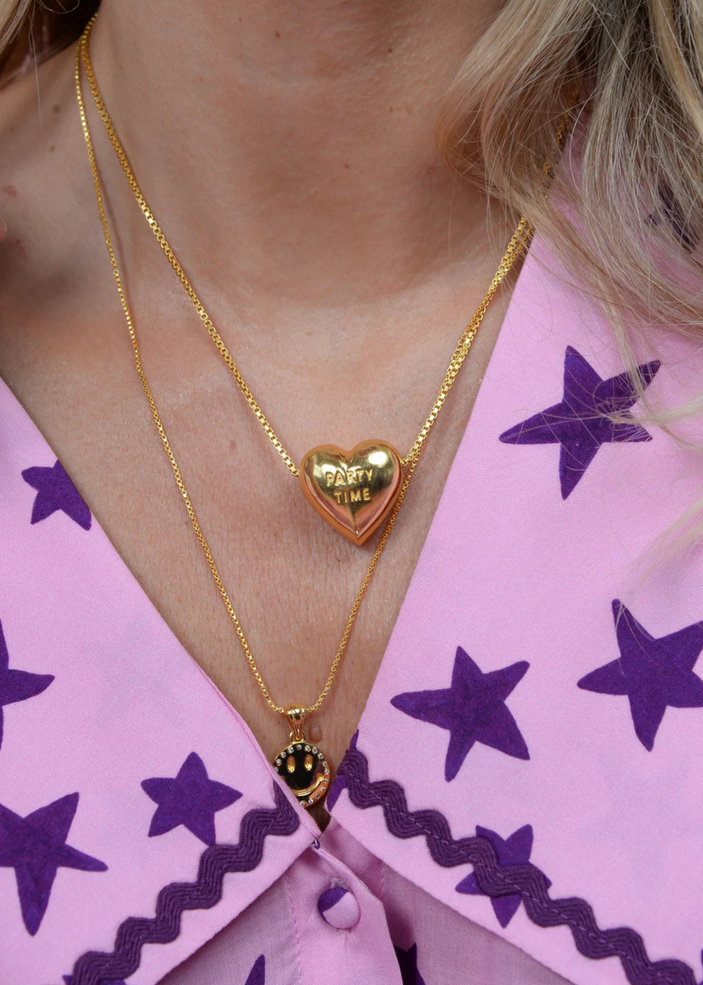 My Doris - Chunky Heart 'Party Time/Let's Dance' Reversible Necklace
