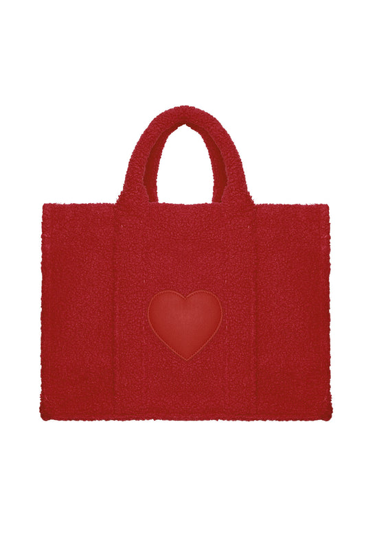 The Edit - Teddy Heart shopper in Red