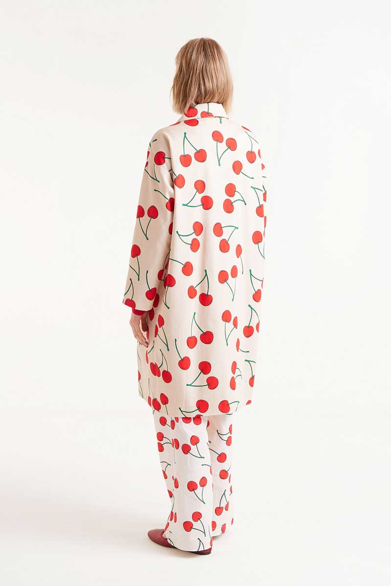 Compañia Fantastica - Cream Coat with Cherries Print