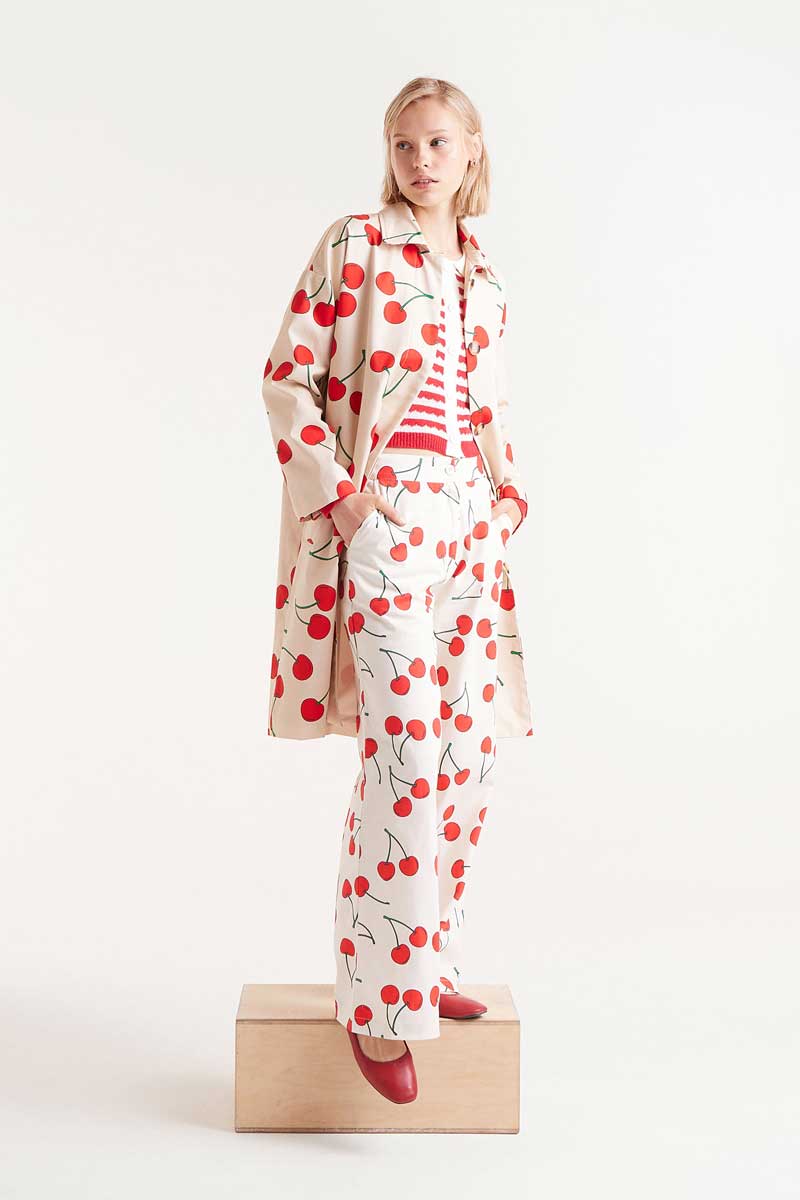 Compañia Fantastica - Cream Coat with Cherries Print