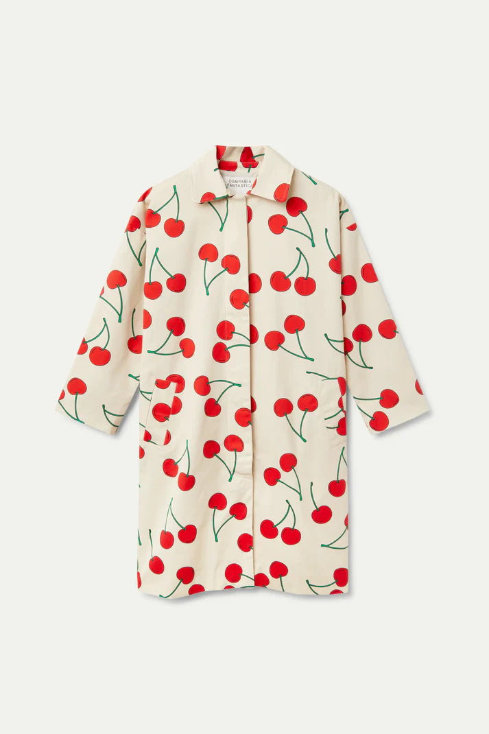 Compañia Fantastica - Cream Coat with Cherries Print