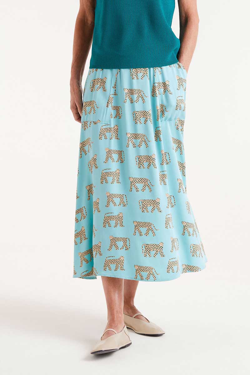 Compañia Fantastica - Blue Jaguar Midi Skirt