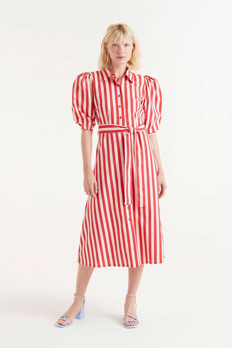 Compañia Fantastica - Red Striped Midi Dress