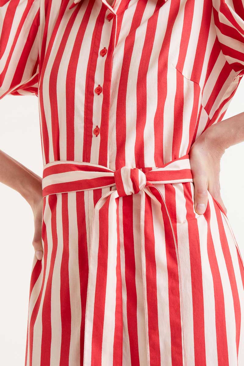 Compañia Fantastica - Red Striped Midi Dress