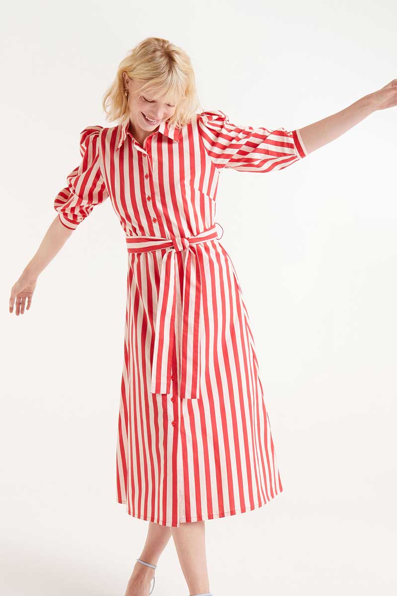 Compañia Fantastica - Red Striped Midi Dress