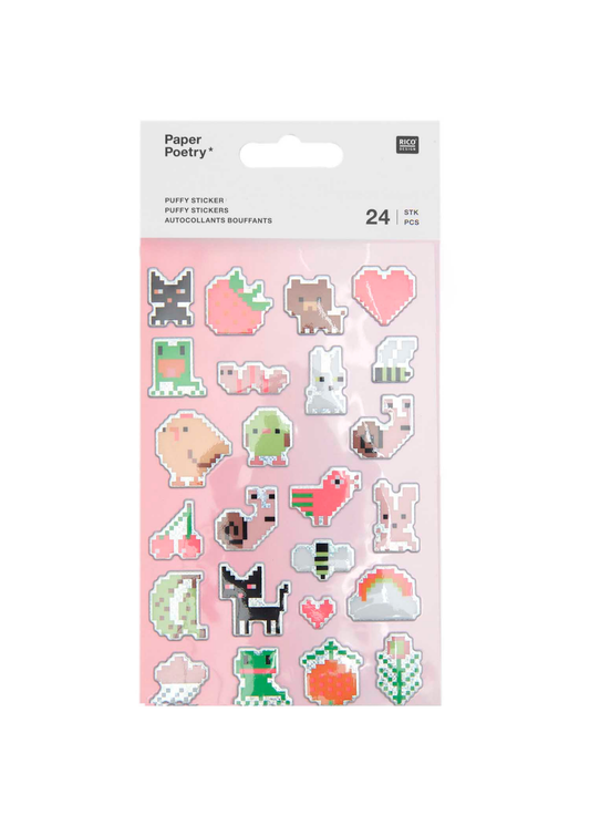 Rico Design - Cute Pixel Animals Puffy Sticker Sheet