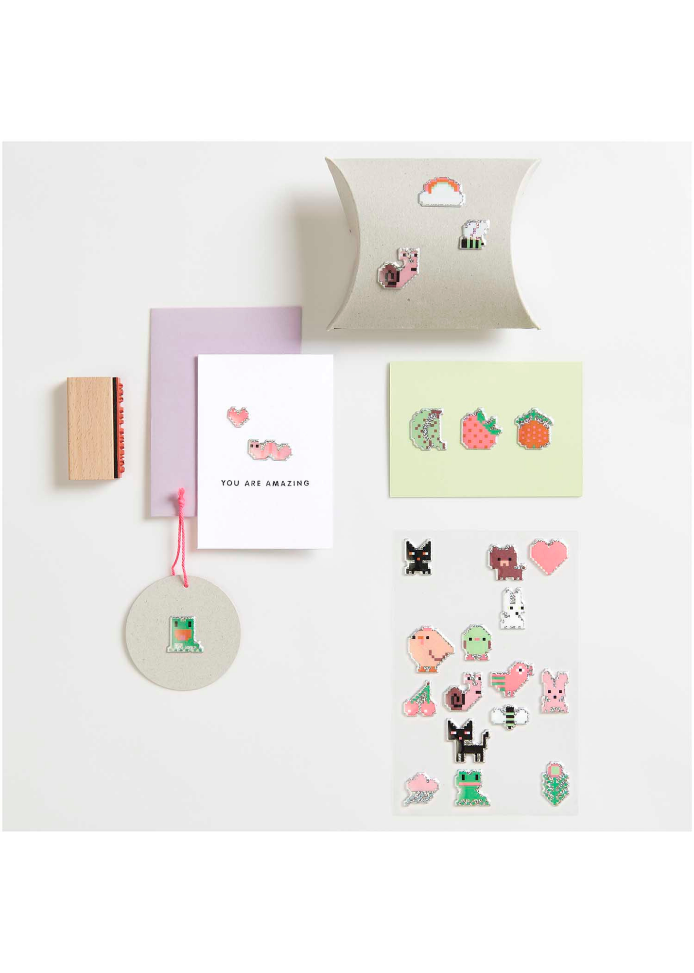 Rico Design - Cute Pixel Animals Puffy Sticker Sheet
