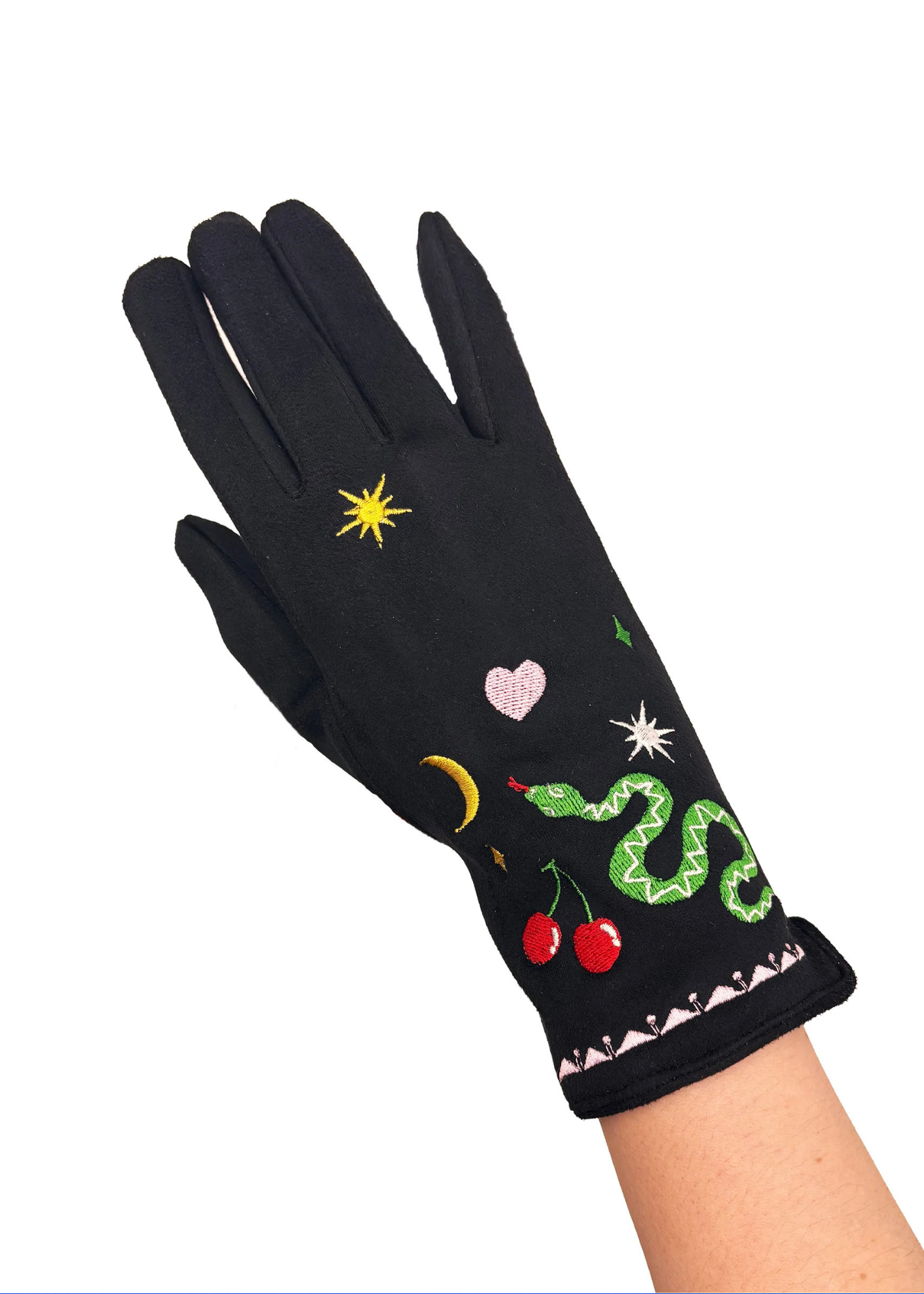 House of Disaster - Inked Embroidered Snake Gloves