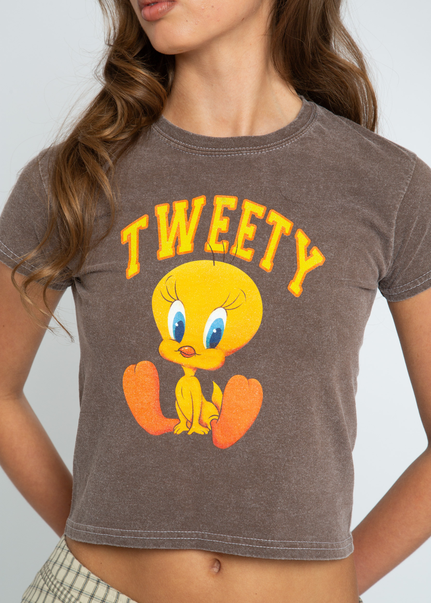 Daisy Street - Brown Tweety Pie Baby Tee