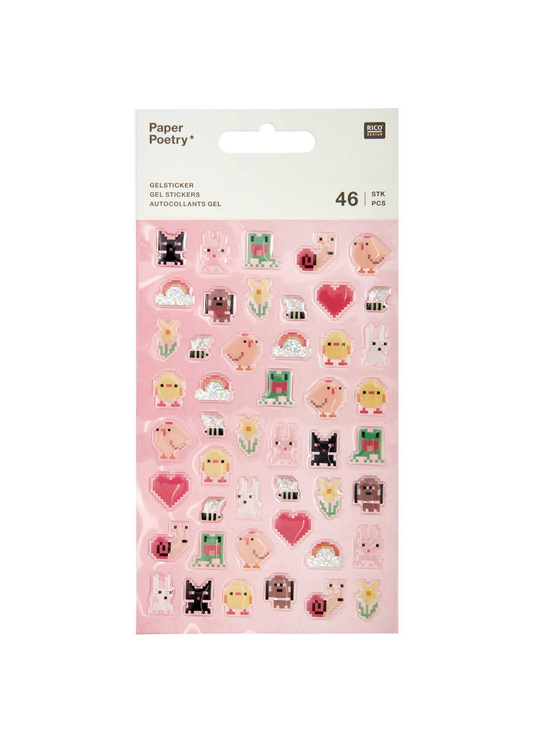 Rico Design - Cute Pixel Animals Transparent Sticker Sheet