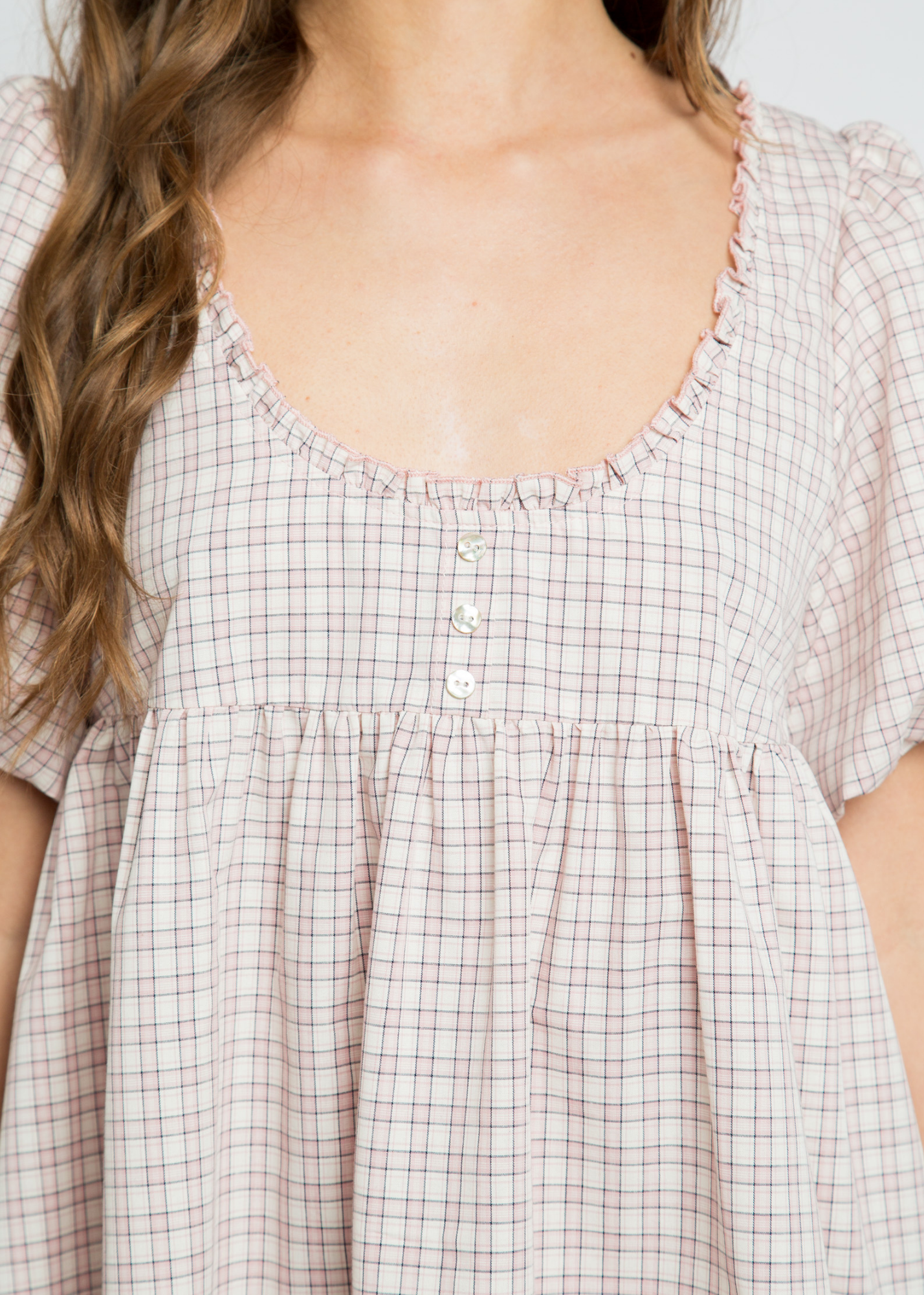 Daisy Street - Orielle Pink Check Scoop Neck Dress