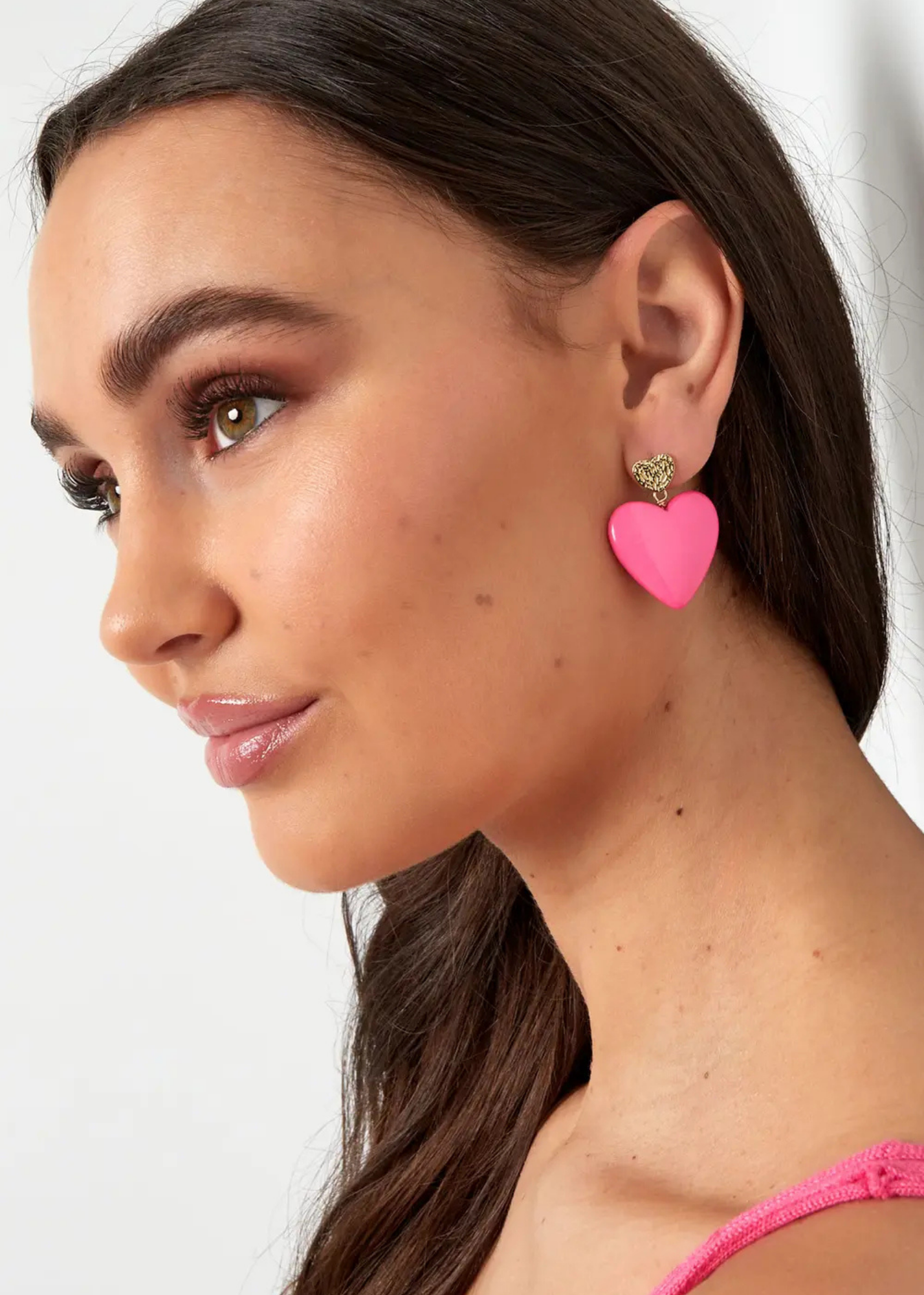 The Edit - Pink & Gold Double Heart Earrings