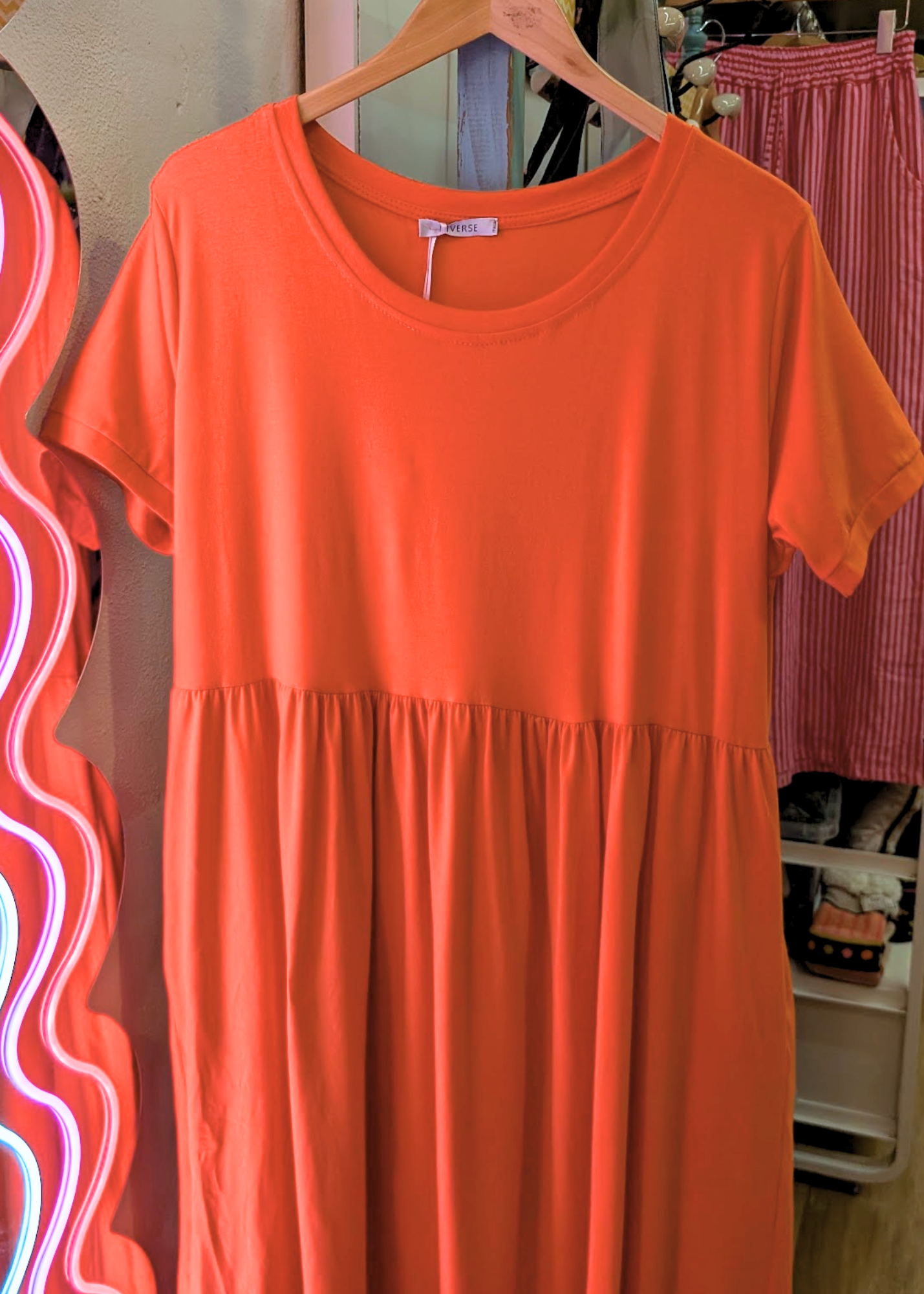 The Edit - Hot Orange Smock Dress with Pockets