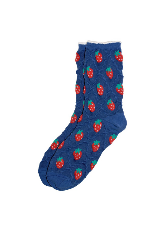 Joe Cool - Vintage Style Blue Strawberry Socks