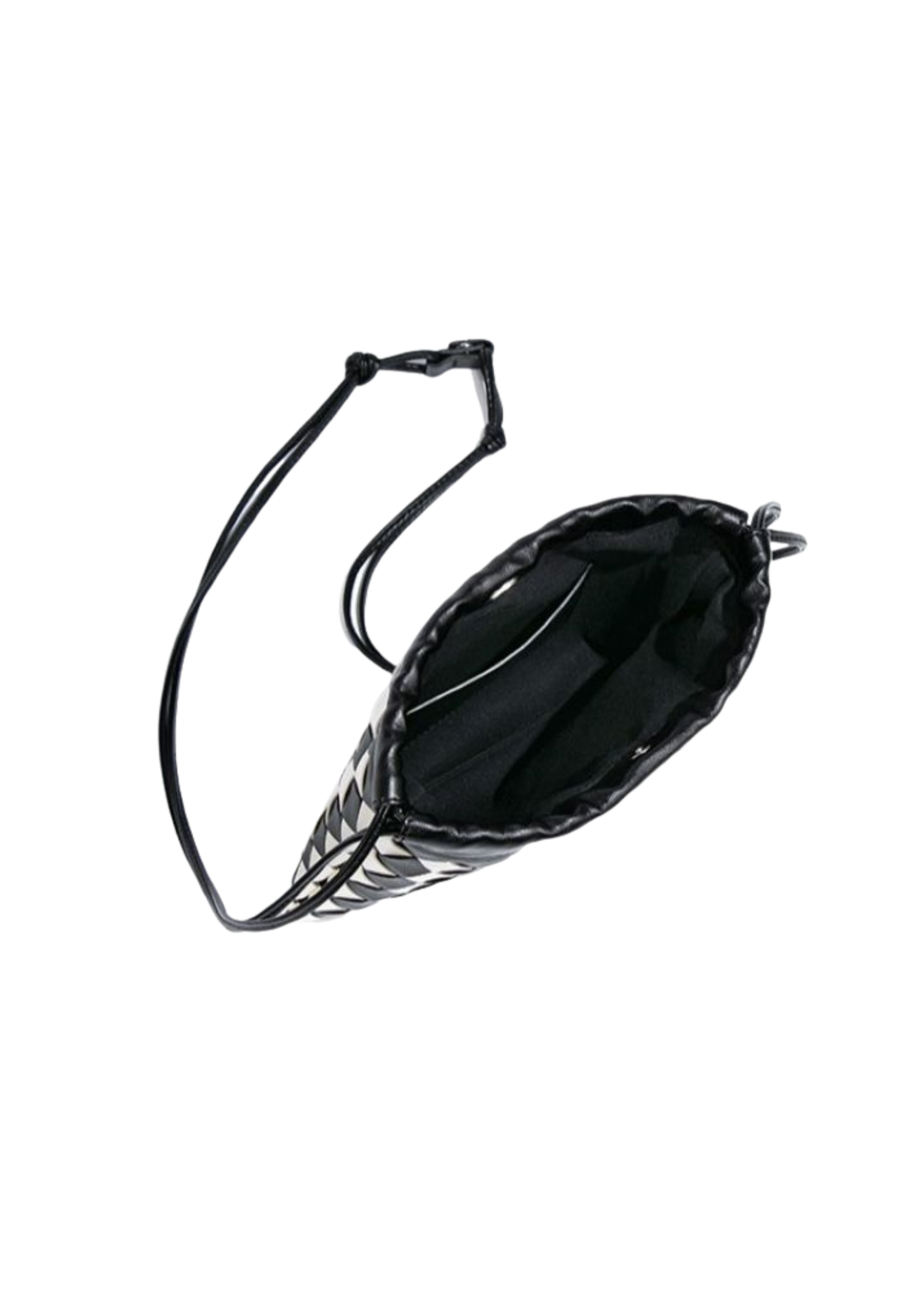 The Edit - Black & White Woven Check Drawstring Pouch Bag