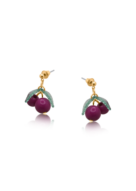 Big Metal London - Small Purple Cherry Earrings