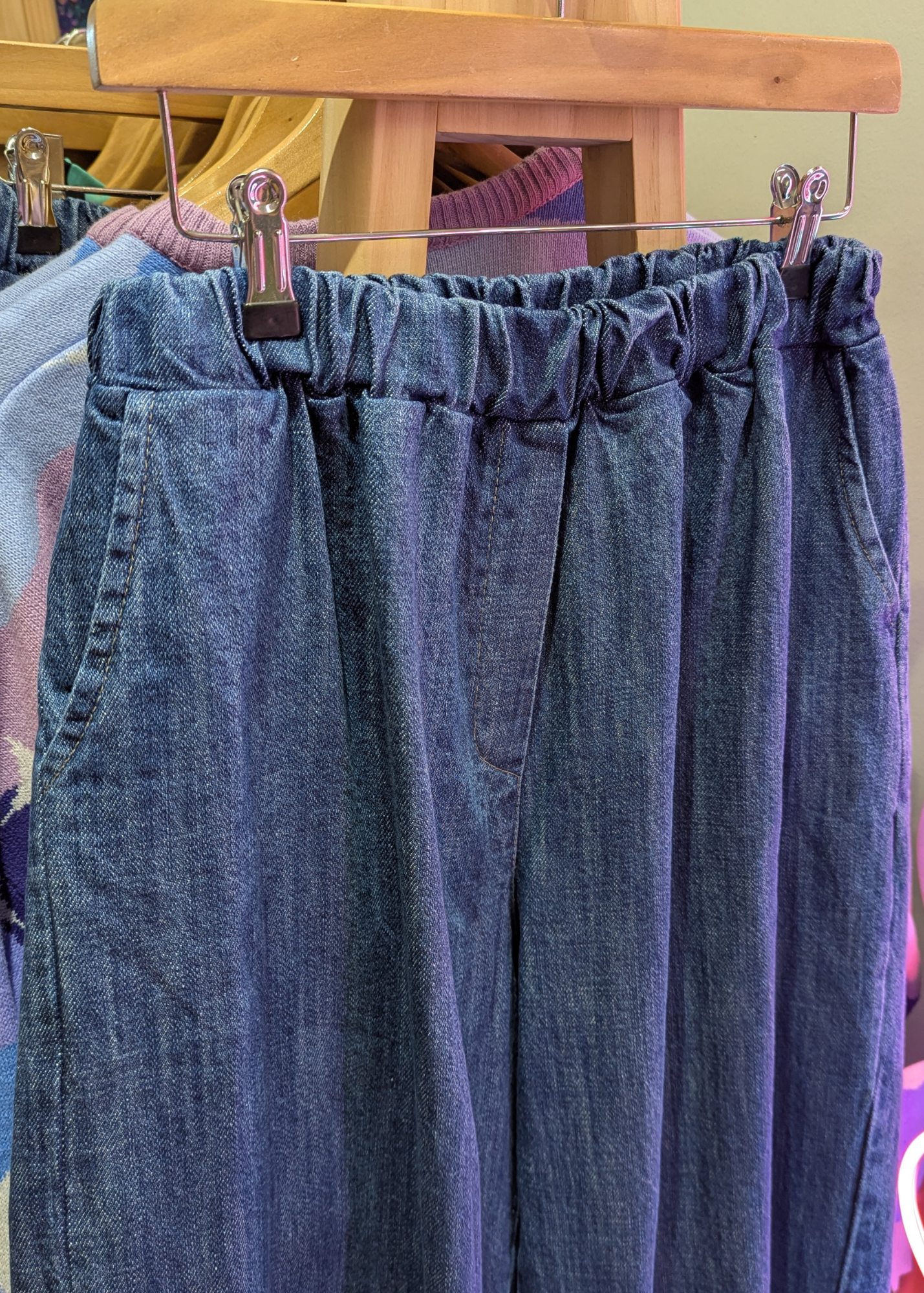 The Edit - Blue Denim Barrel Trousers