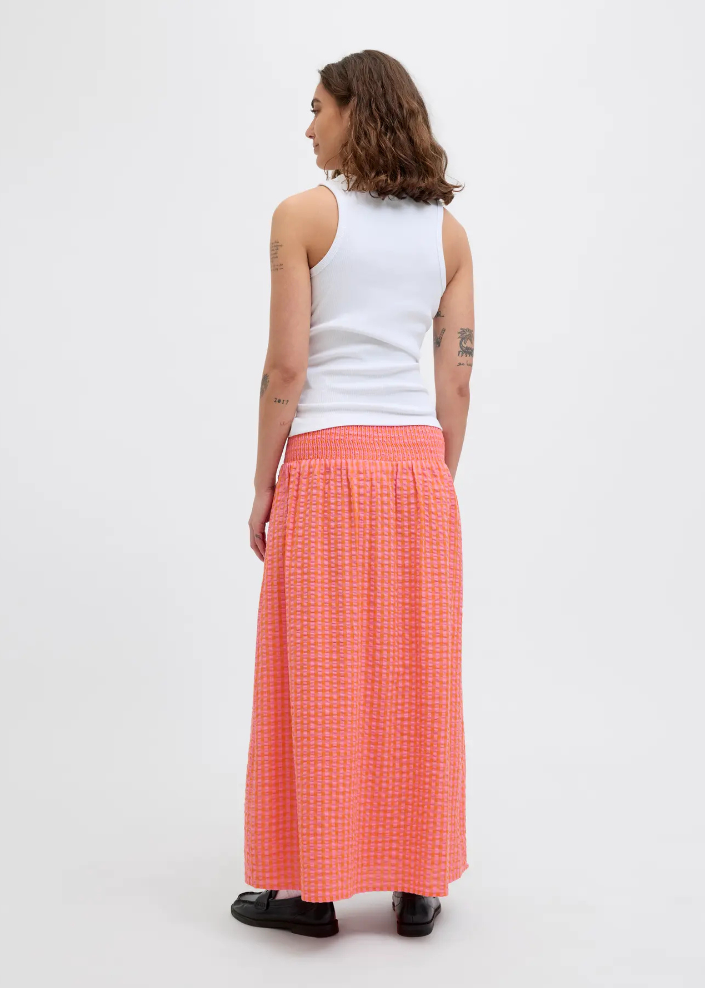 JJXX - Persimmon Gingham Seersucker Maxi Skirt