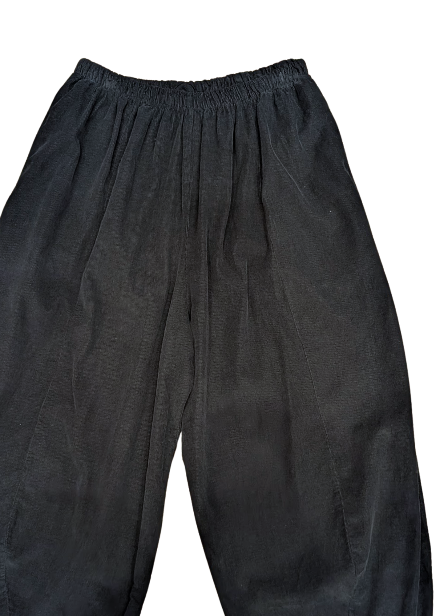 The Edit - Black Corduroy Barrel Cocoon Trousers