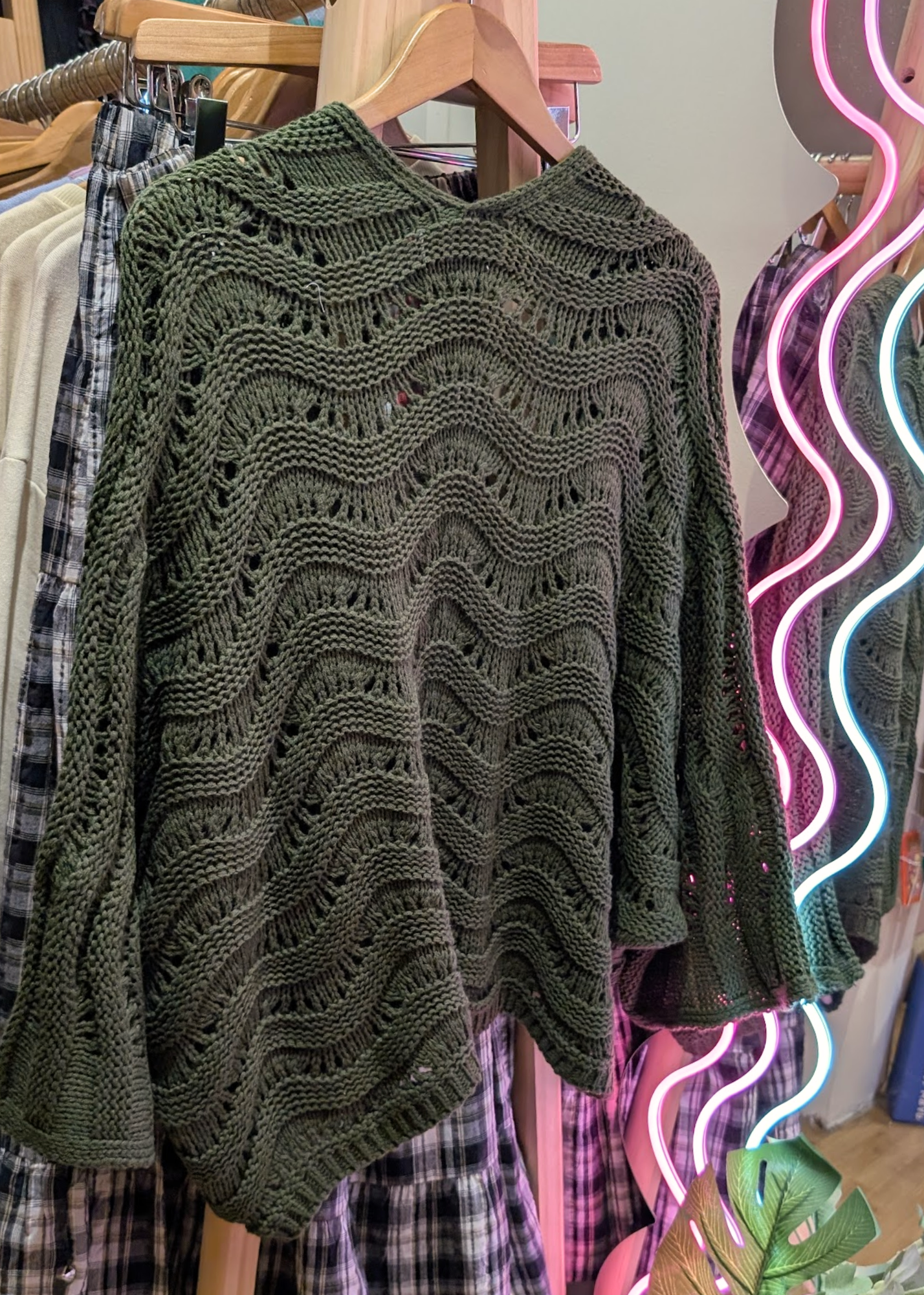 The Edit - Forest Green Wavy Knit Relaxed Cardigan