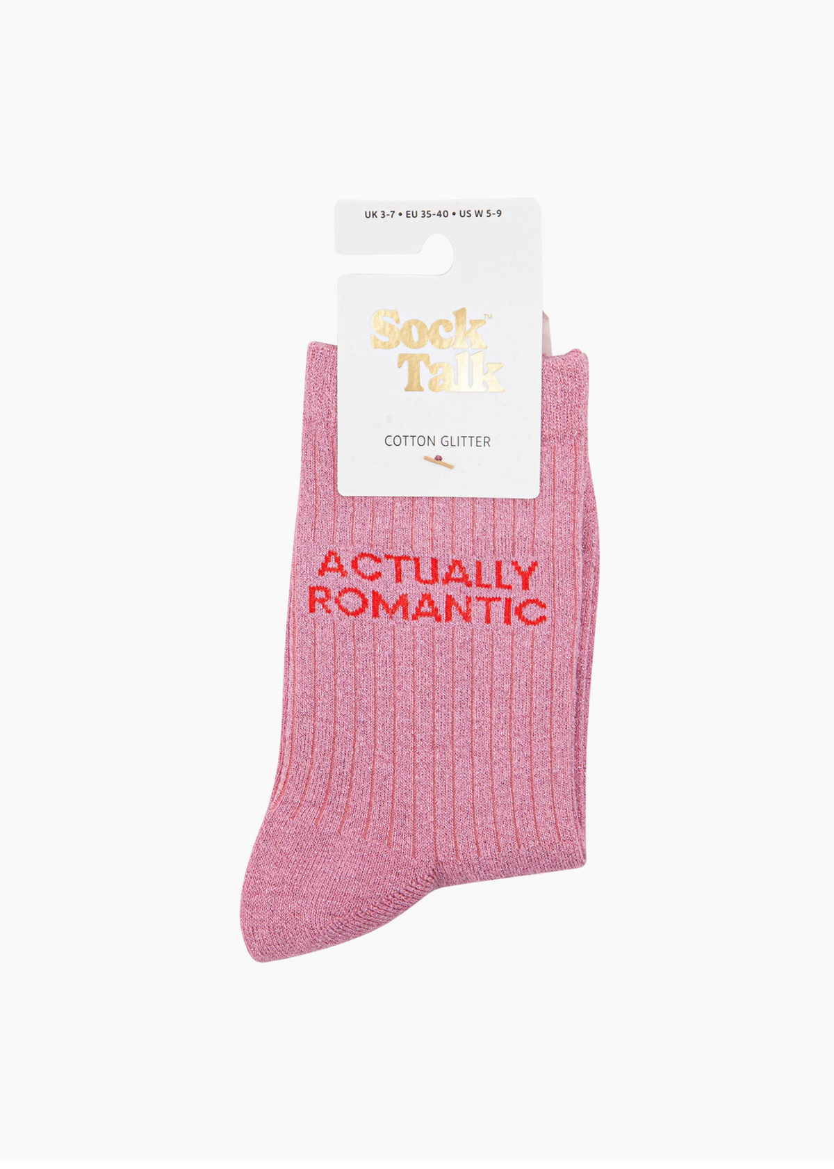 Sock Talk - Pink Glitter ‘Actually Romantic’ Socks