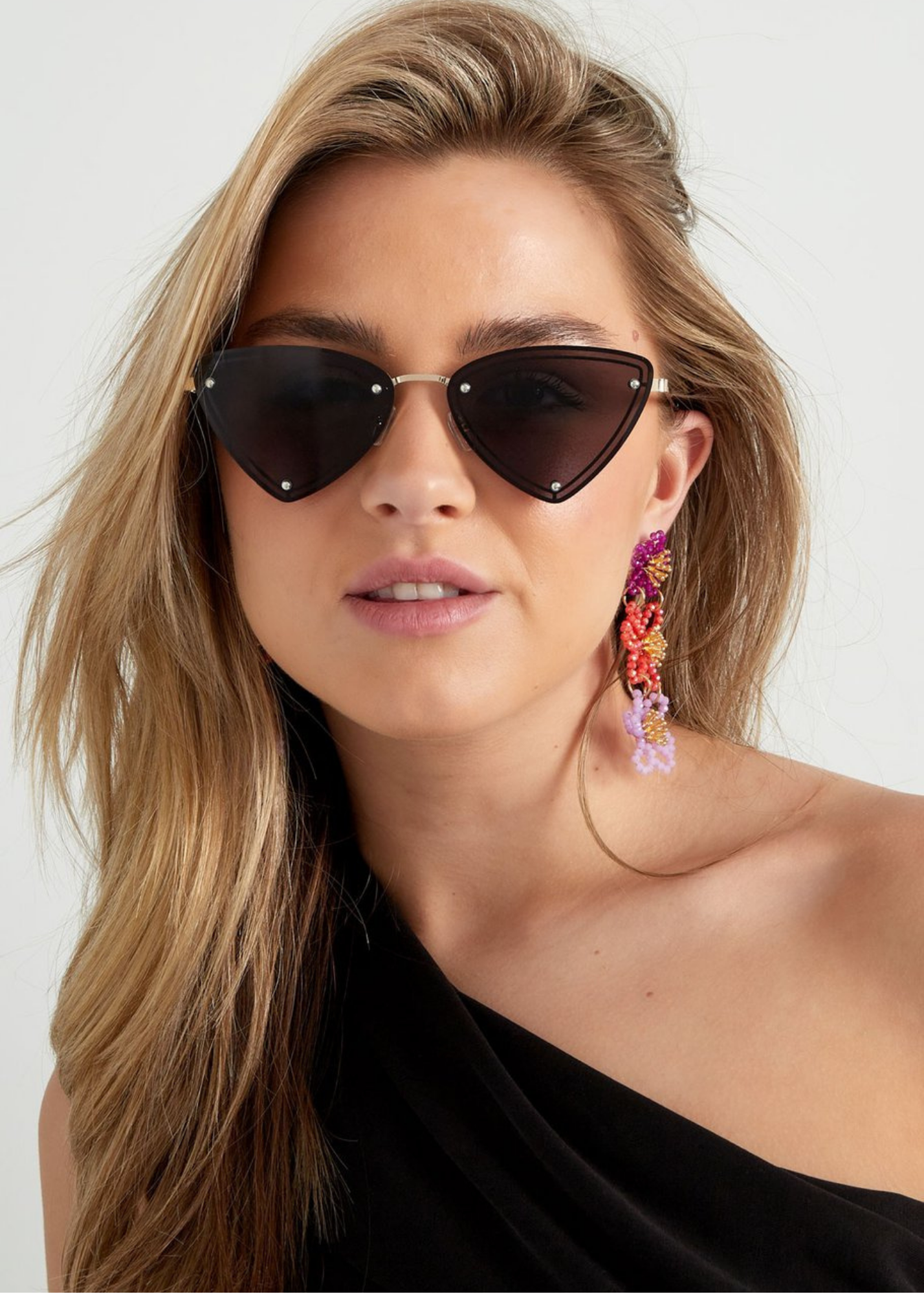 The Edit - Retro Angular Sunglasses in Blue