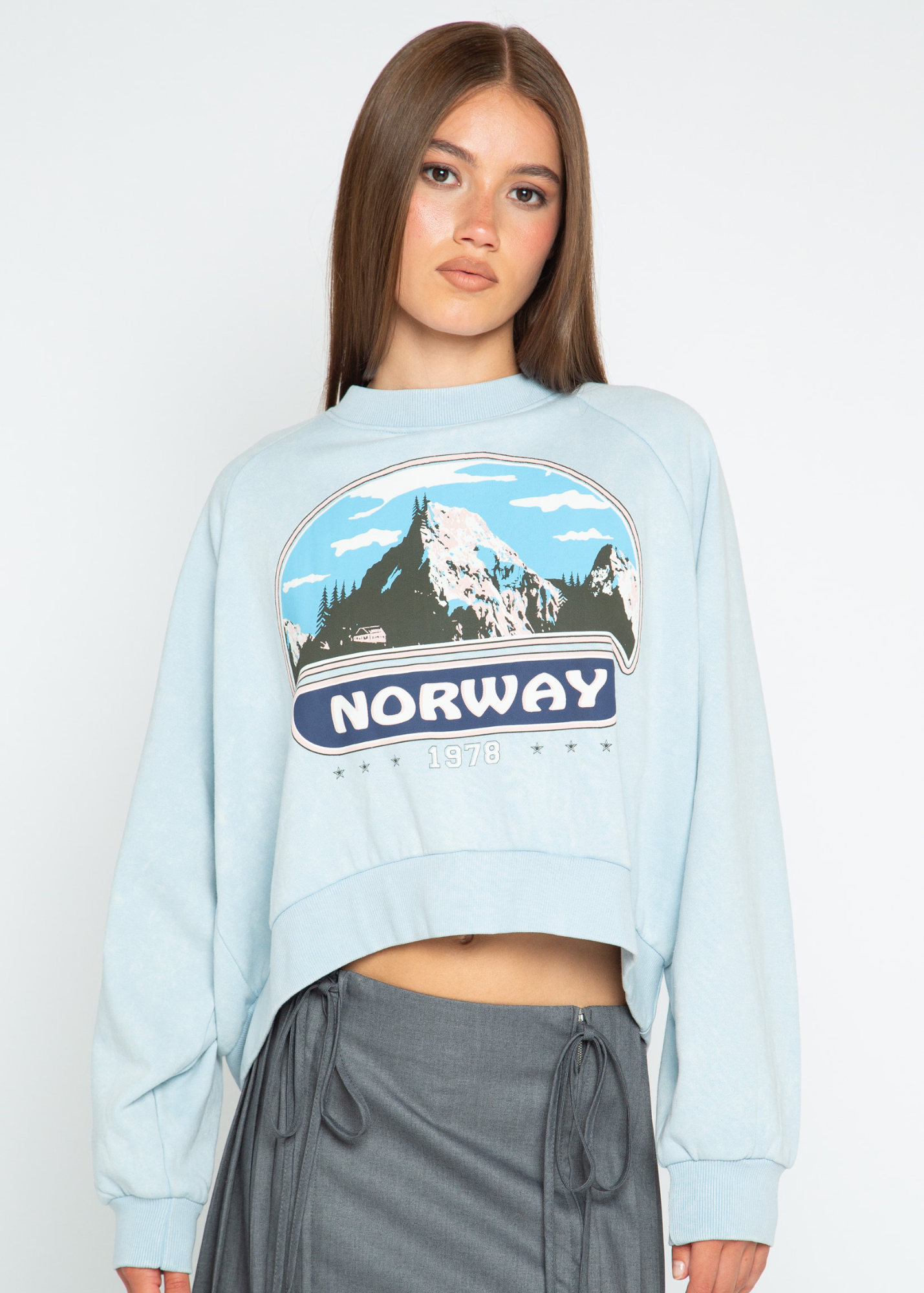 Daisy Street - Baby Blue Norway Cropped Sweater
