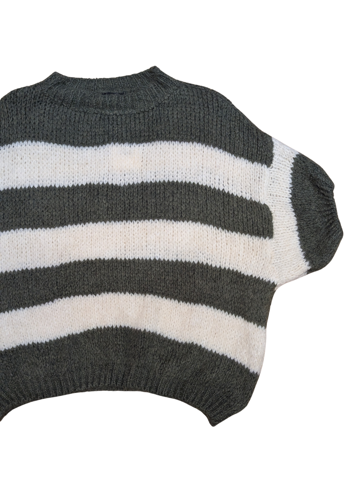The Edit - Green & White Striped Soft Knit Top