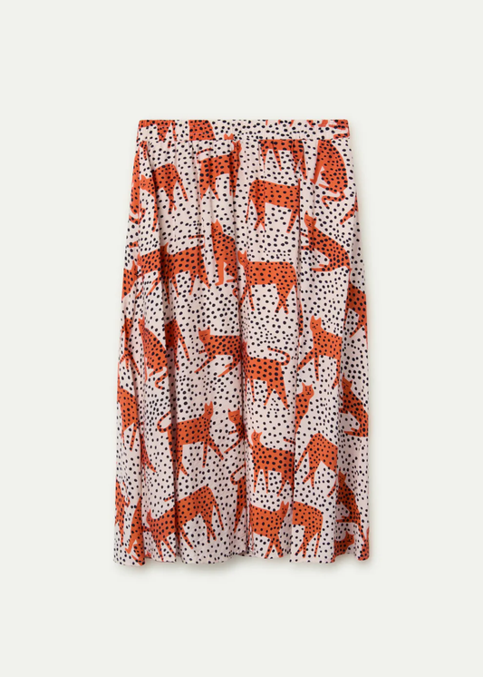 Compañia Fantastica - Cream and Black Spot Leopard Midi Skirt