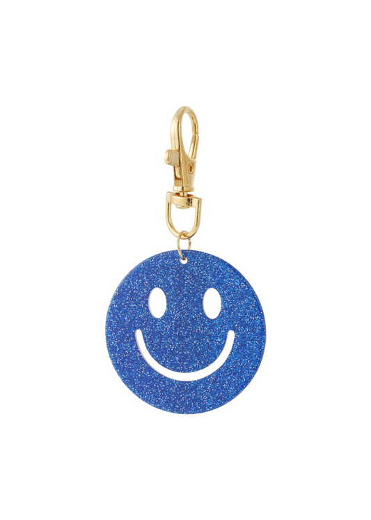 The Edit - Blue Glitter Smiley Face Keyring