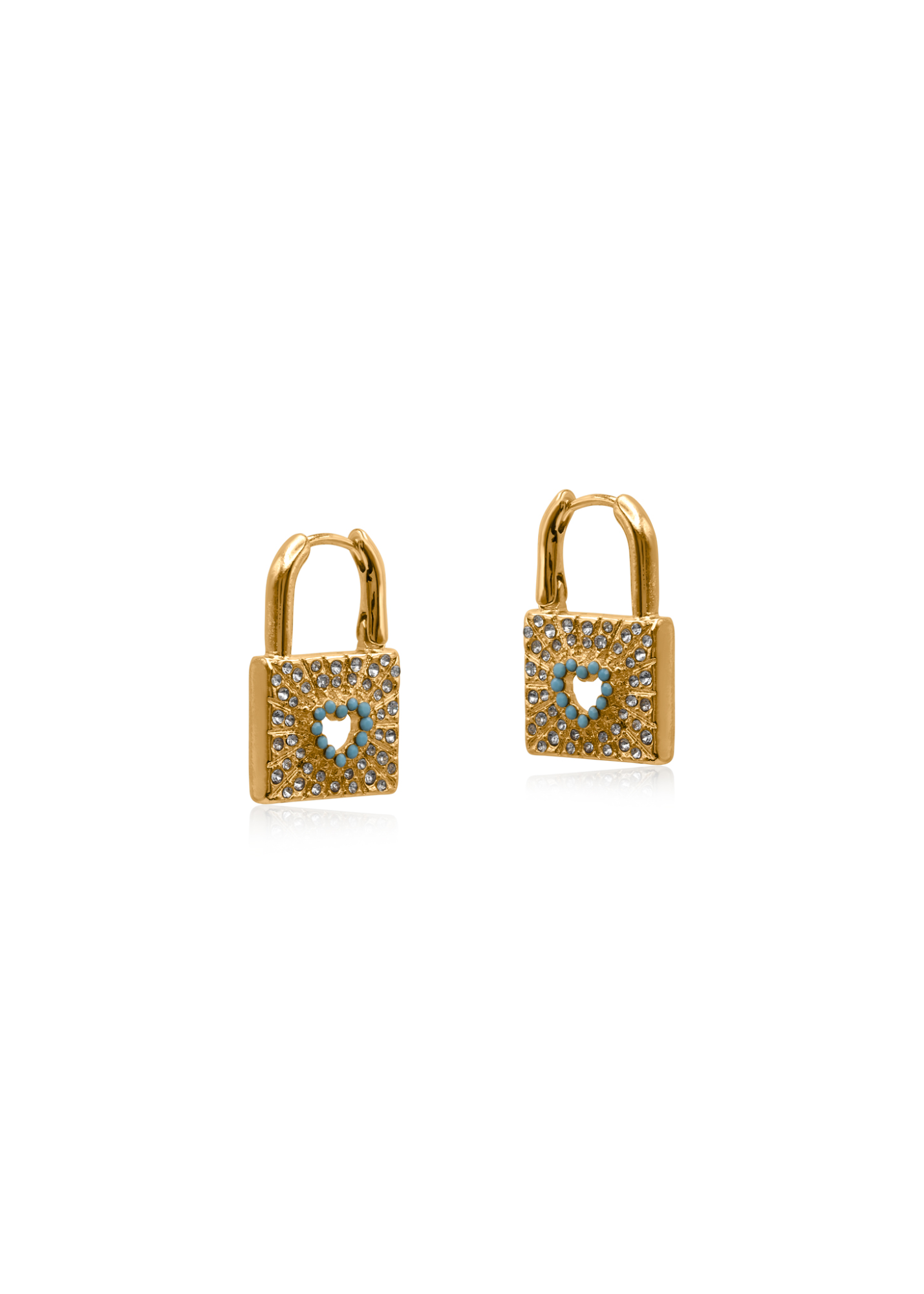 Big Metal London - Bejeweled Padlock Earrings in Gold