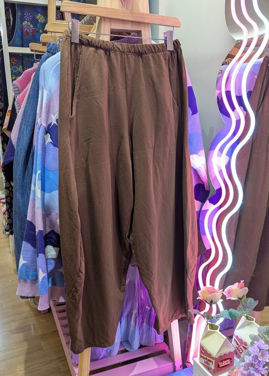 The Edit - Cocoa Brown Jersey Cropped Cocoon Joggers