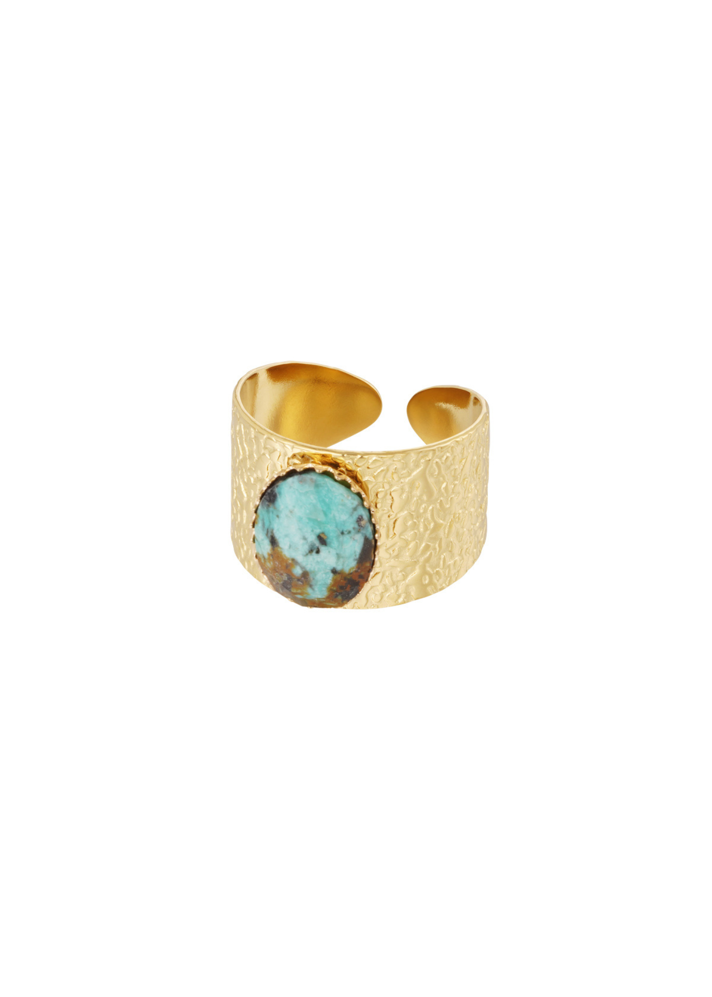 The Edit - Chunky Teal Stone Ring in Gold