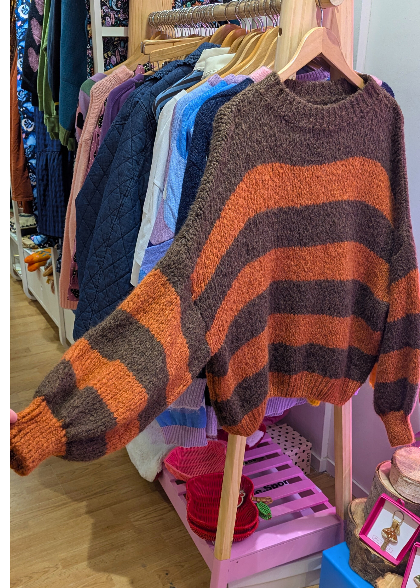 The Edit - Brown and Orange Stripe Knit Jumper