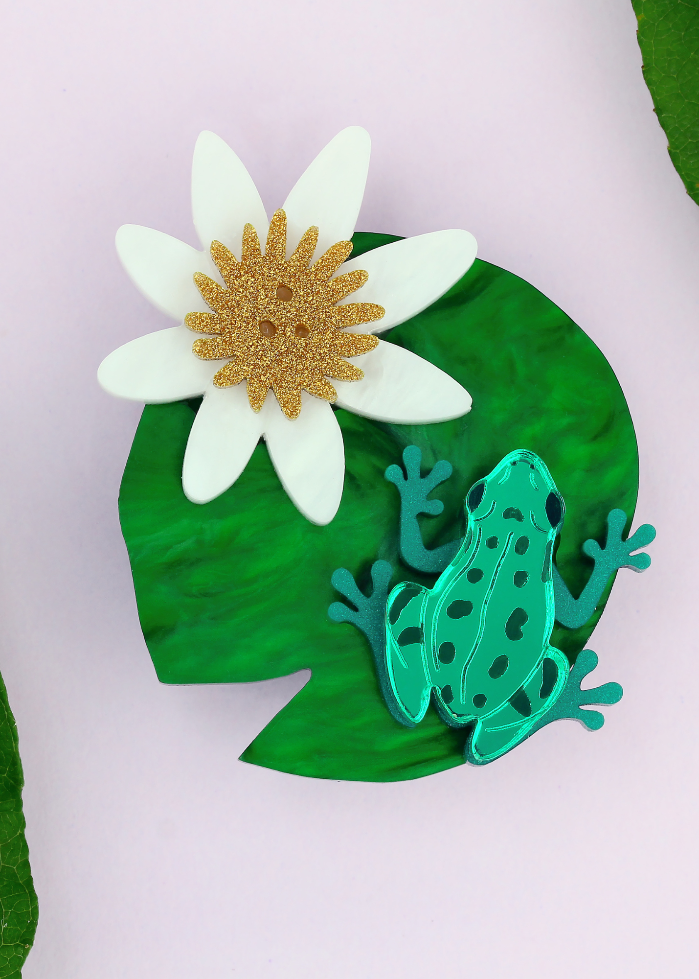 Little Moose - Frog Waterlily Brooch