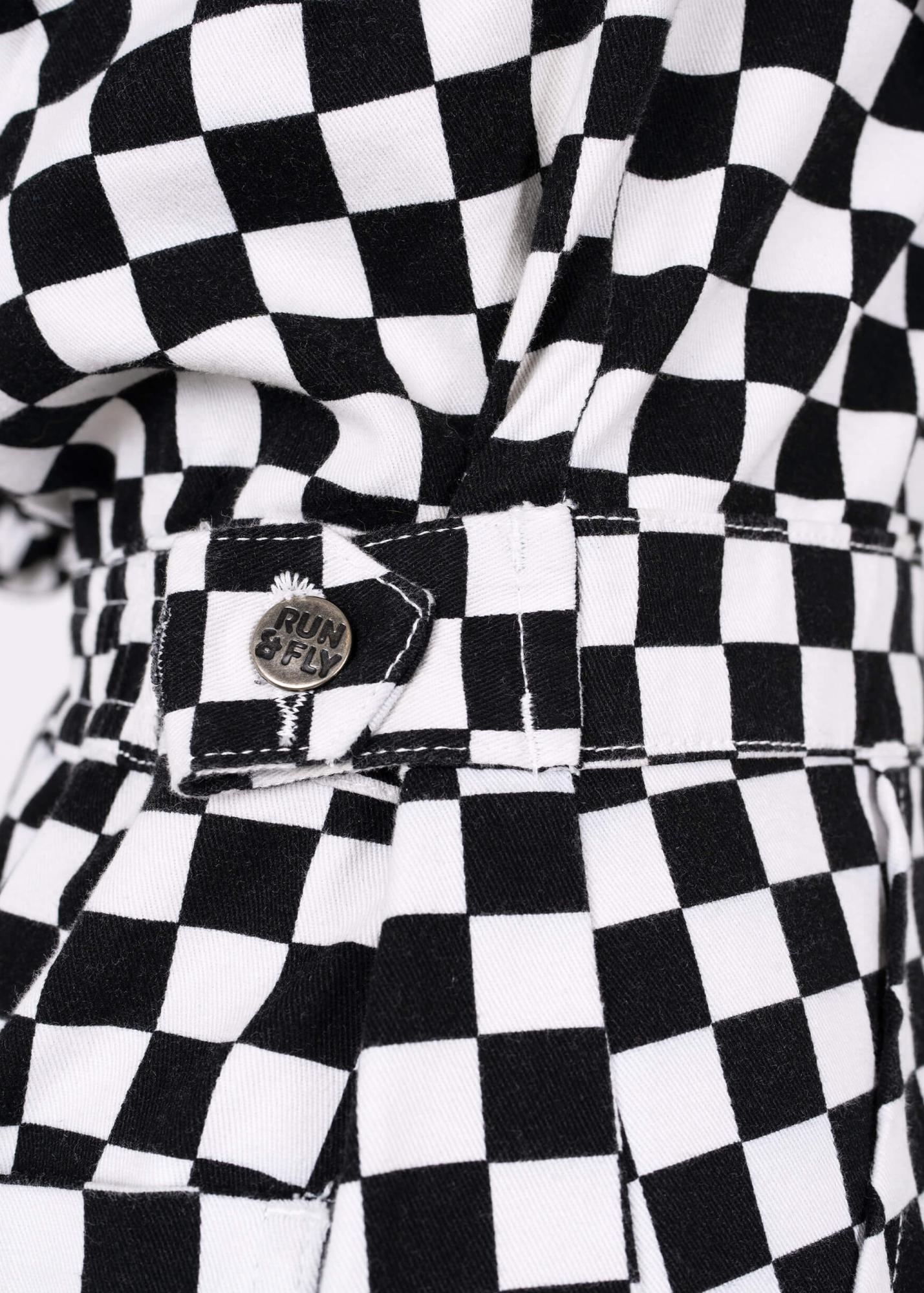 Run & Fly - Black & White Checkerboard Stretch Twill Boiler Suit
