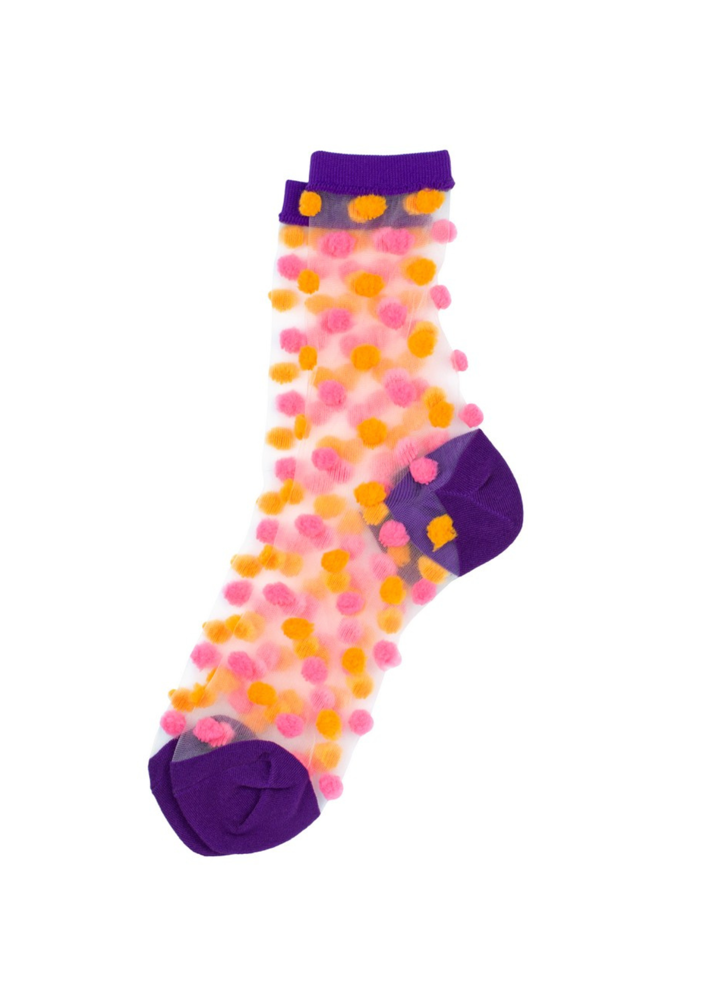 Joe Cool - Pink & Orange Pom Pom Sheer Socks