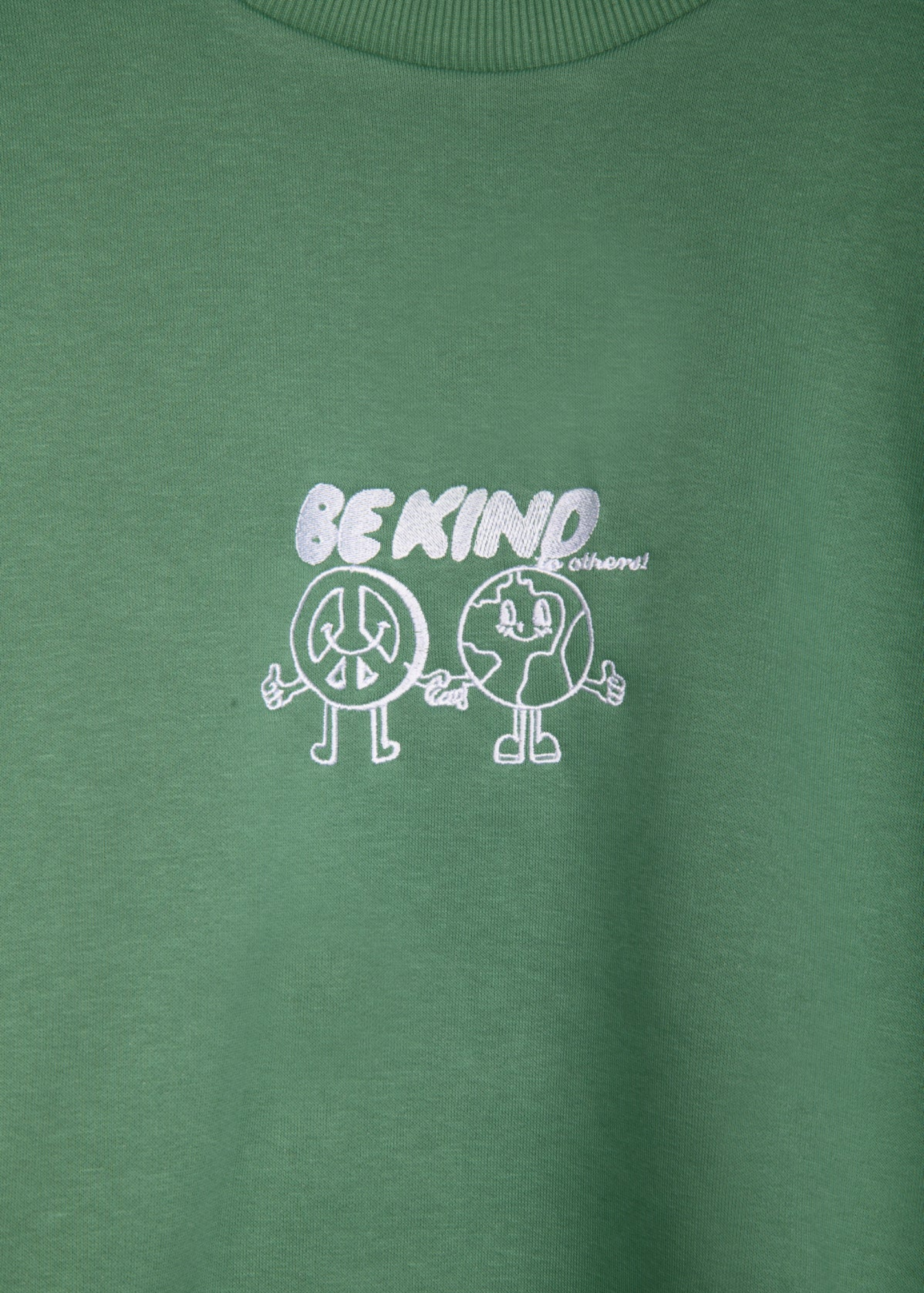 24COLOURS - ‘Be Kind to Others’ Green Embroidered Sweater