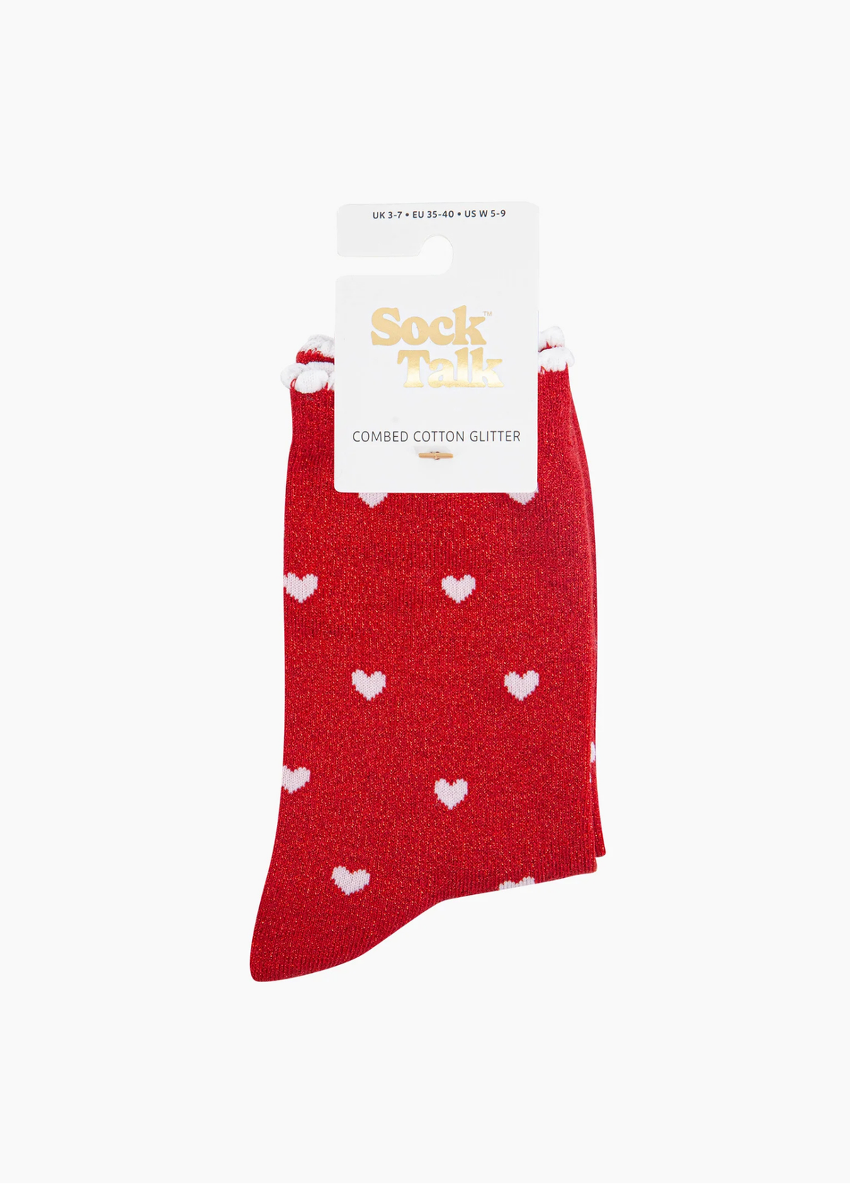 Sock Talk - Red Glitter Love Hearts Socks