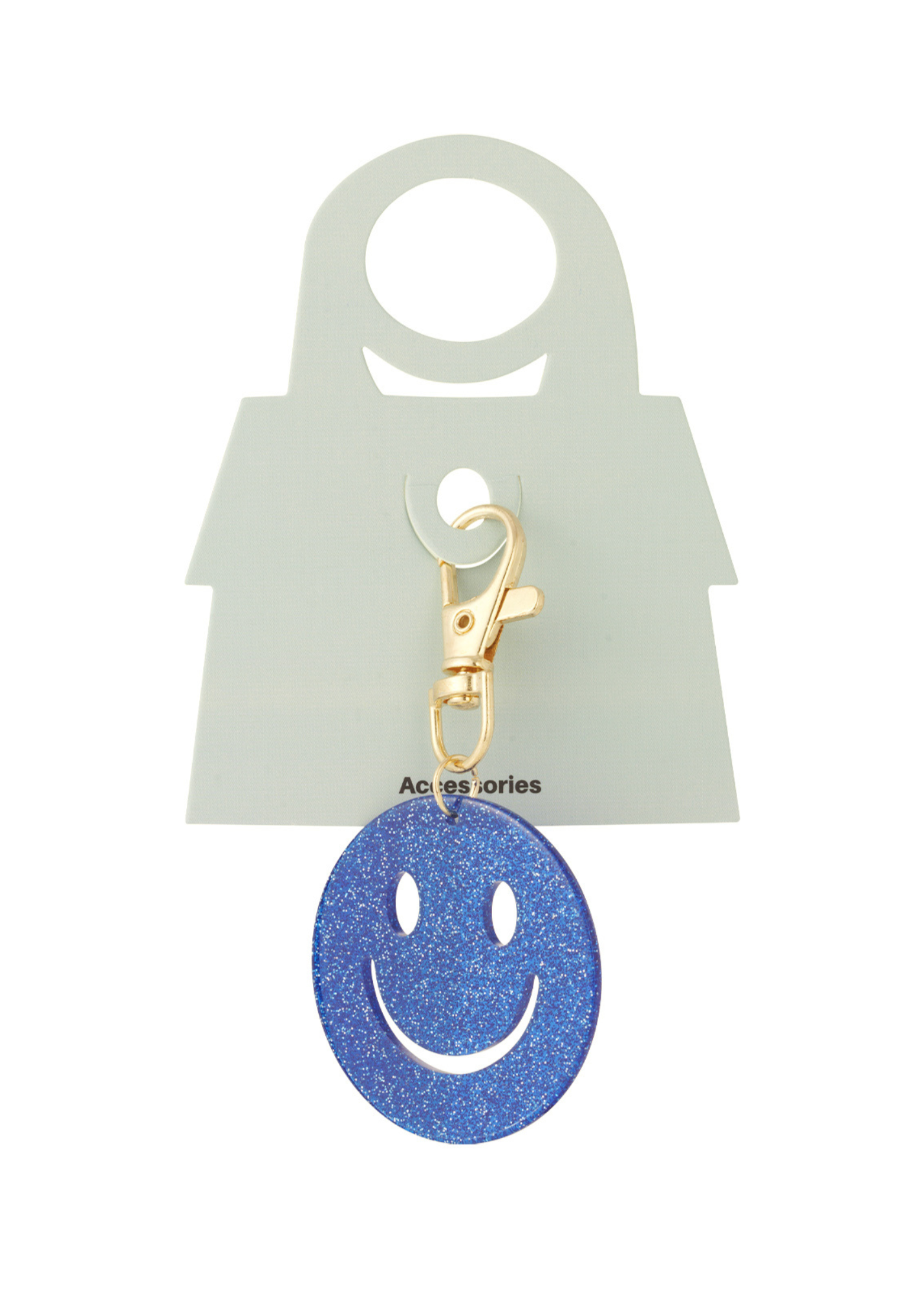 The Edit - Blue Glitter Smiley Face Keyring