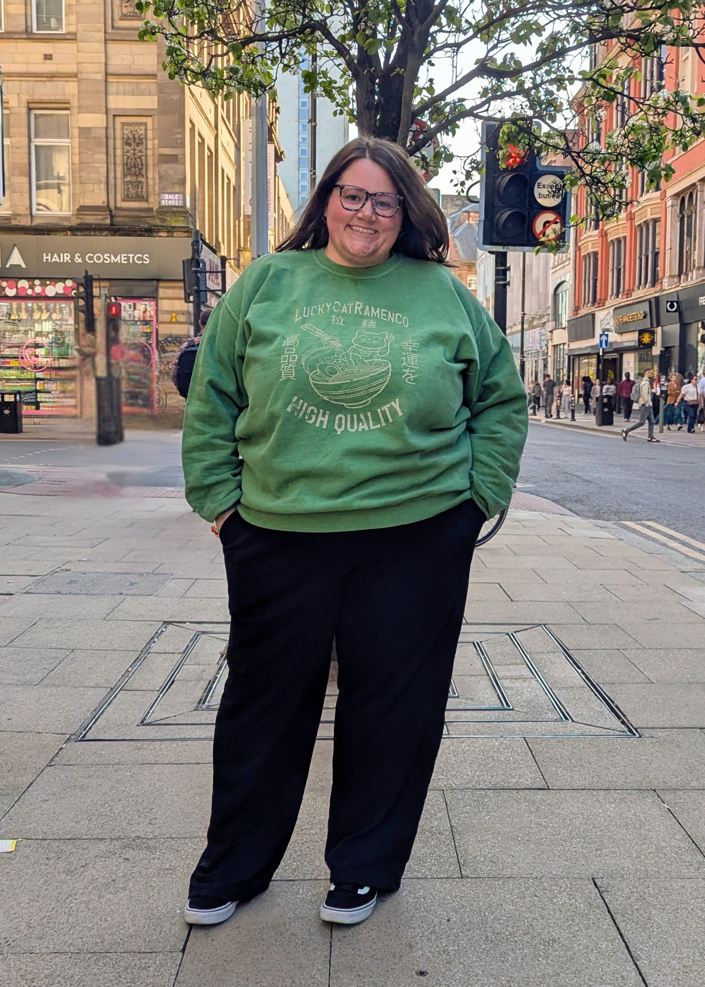Daisy Street - Green Lucky Cat Ramen Noodles Sweater