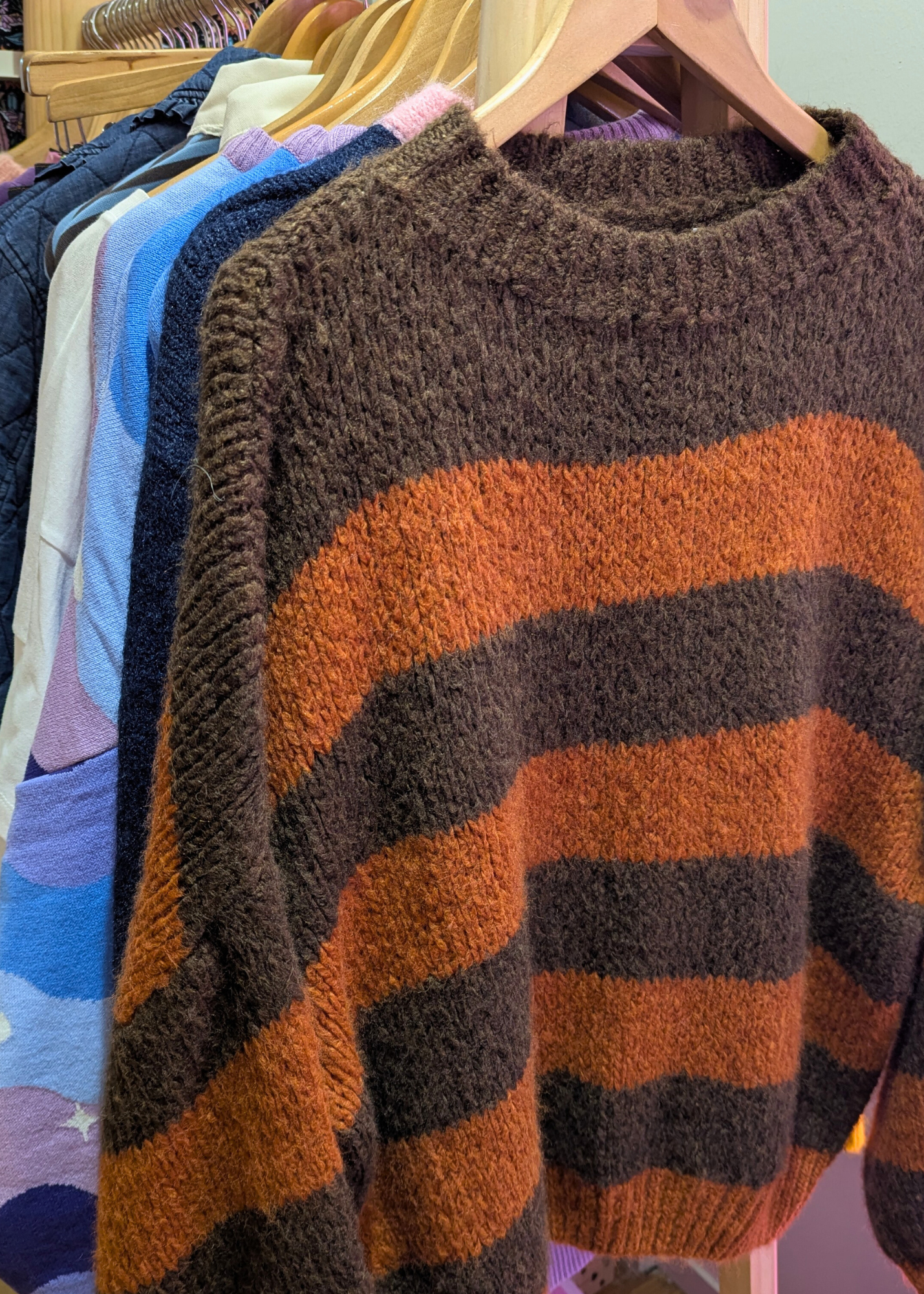 The Edit - Brown and Orange Stripe Knit Jumper
