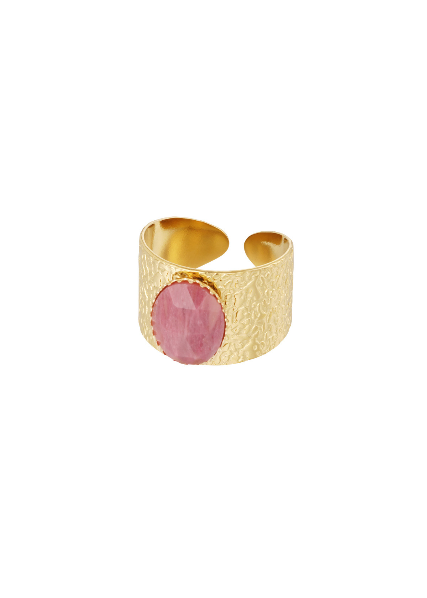 The Edit - Chunky Pink Stone Ring in Gold