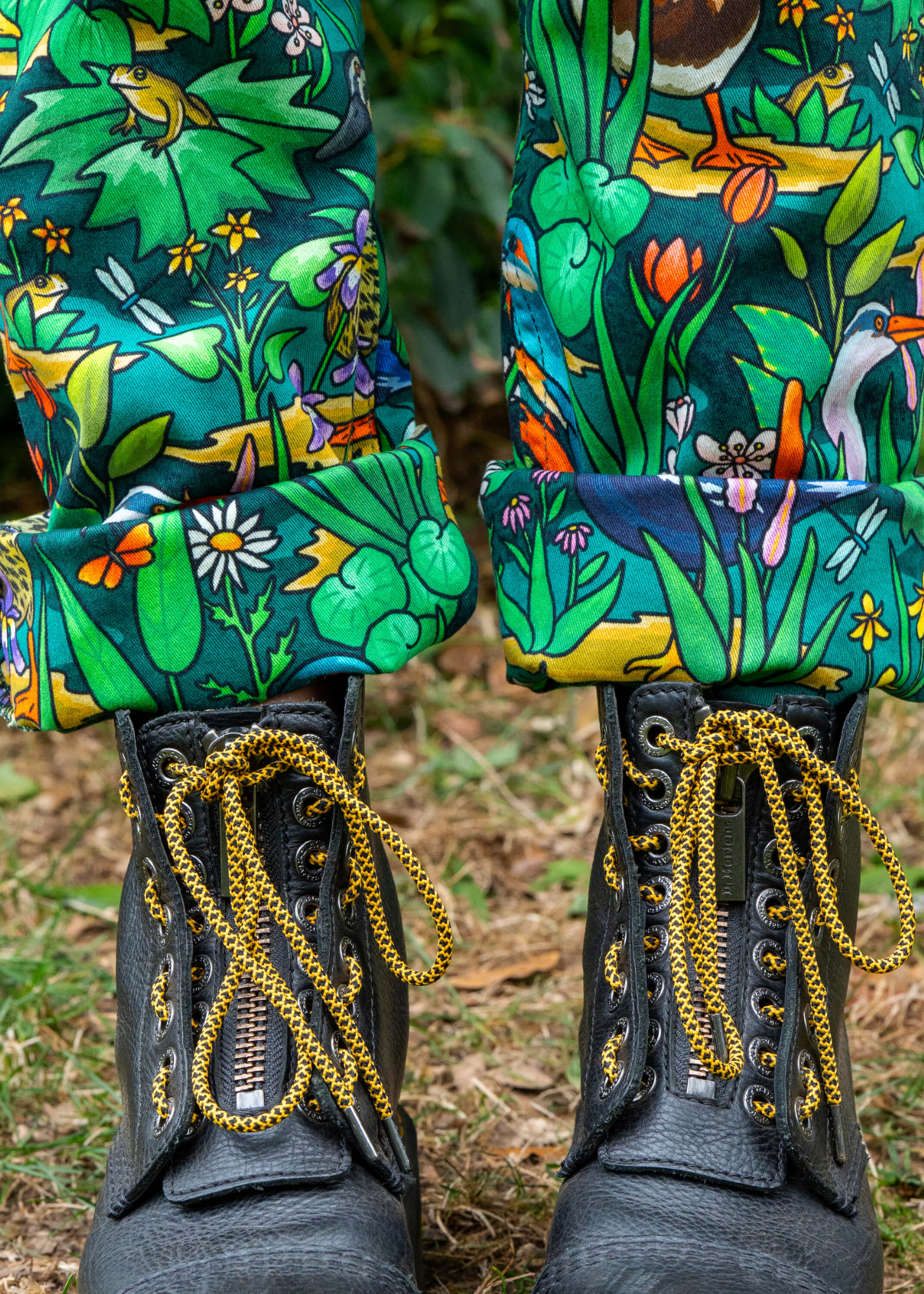 Rebel Romance - Pond Birds Stretch Dungarees