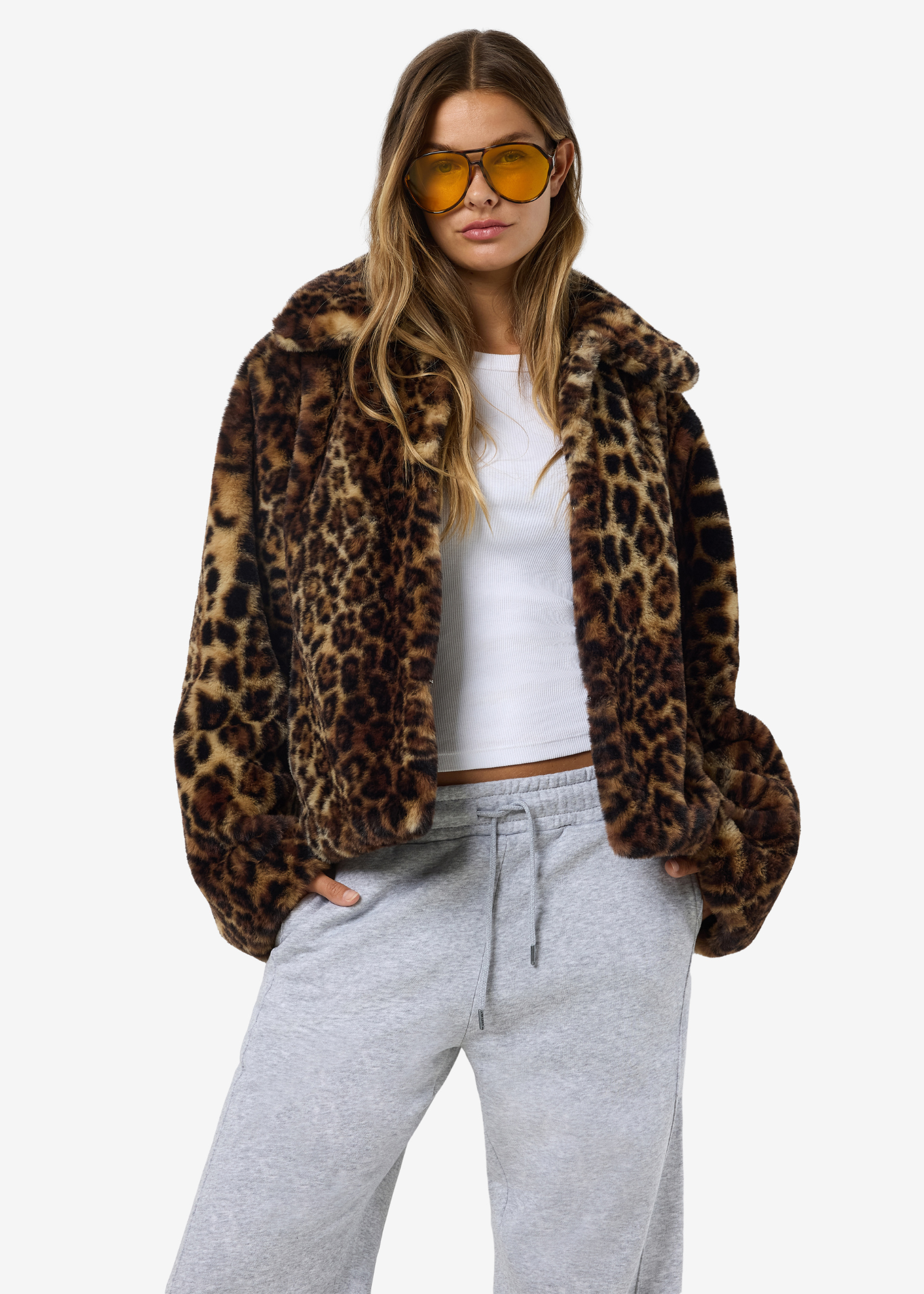 Noisy May - Fluffy Leopard Print Jacket