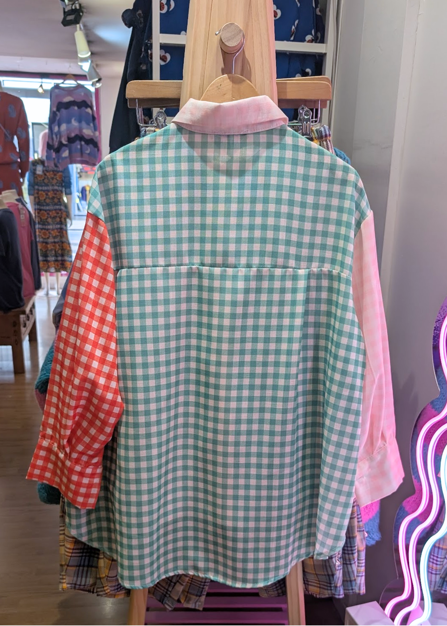 The Edit - Gingham Patchwork Oversized Shirt
