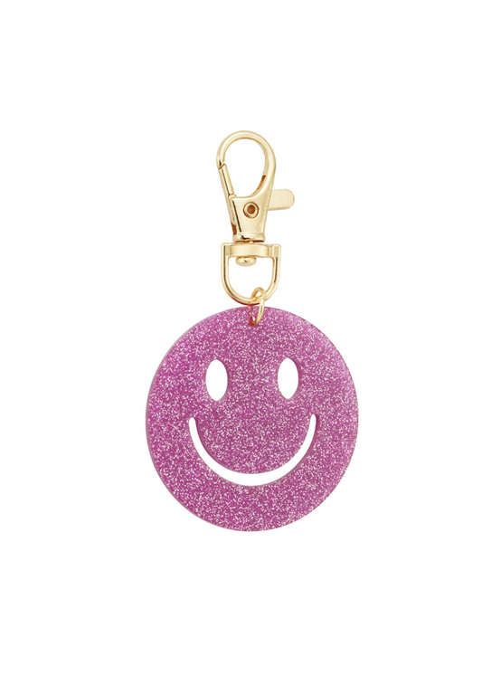 The Edit - Pink Glitter Smiley Face Keyring